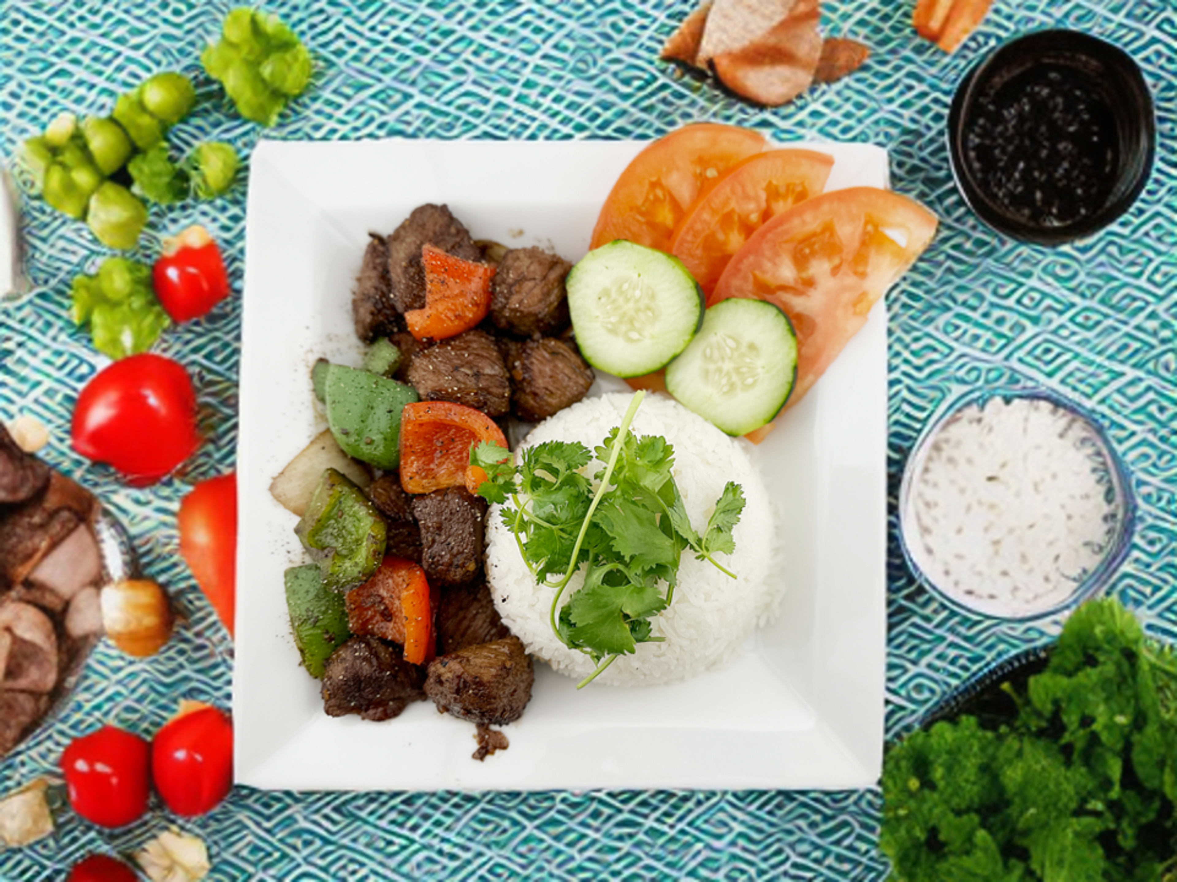 Shaking Beef with Rice.