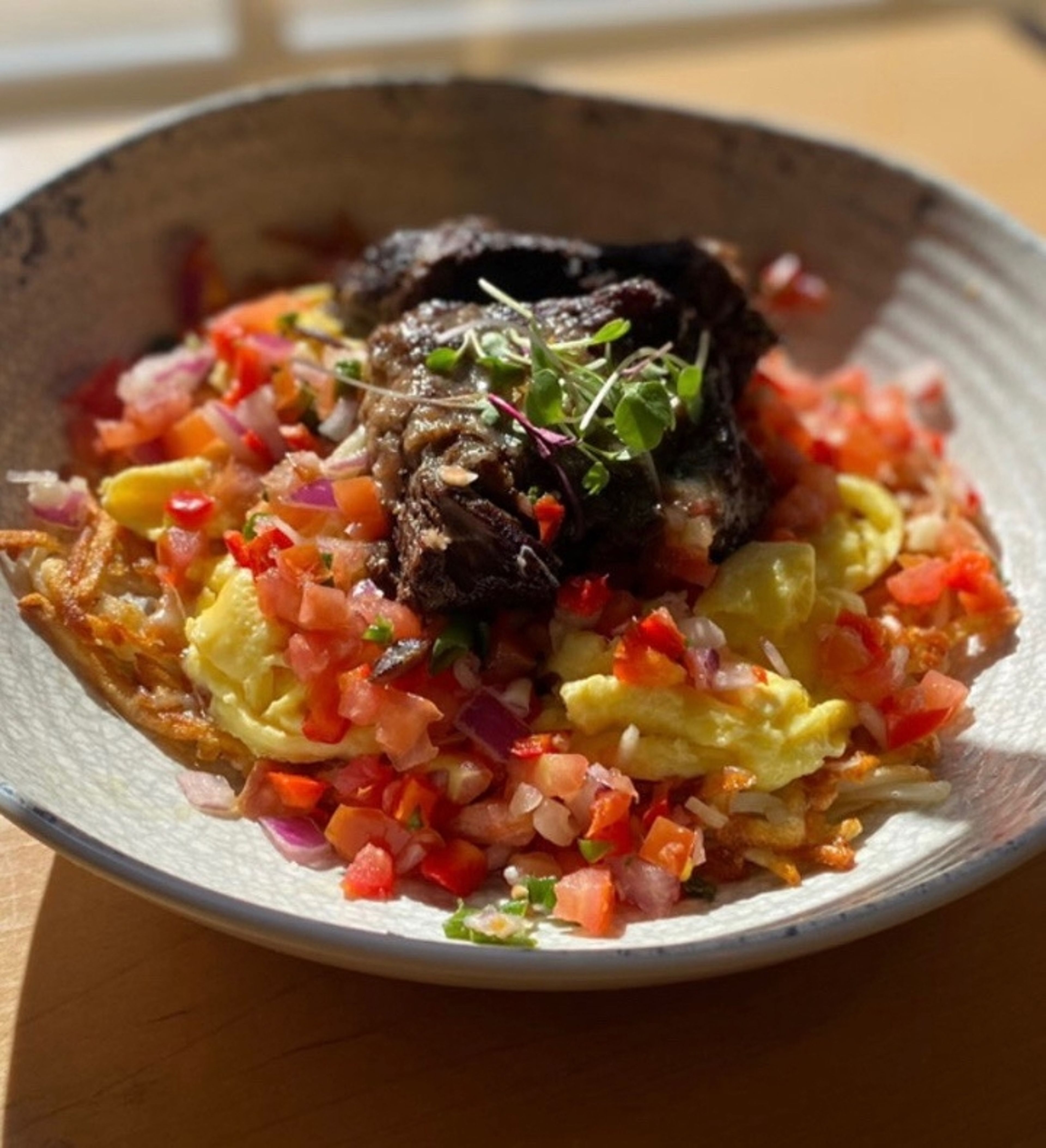 Short Rib Scramble Breakfast Bowl.