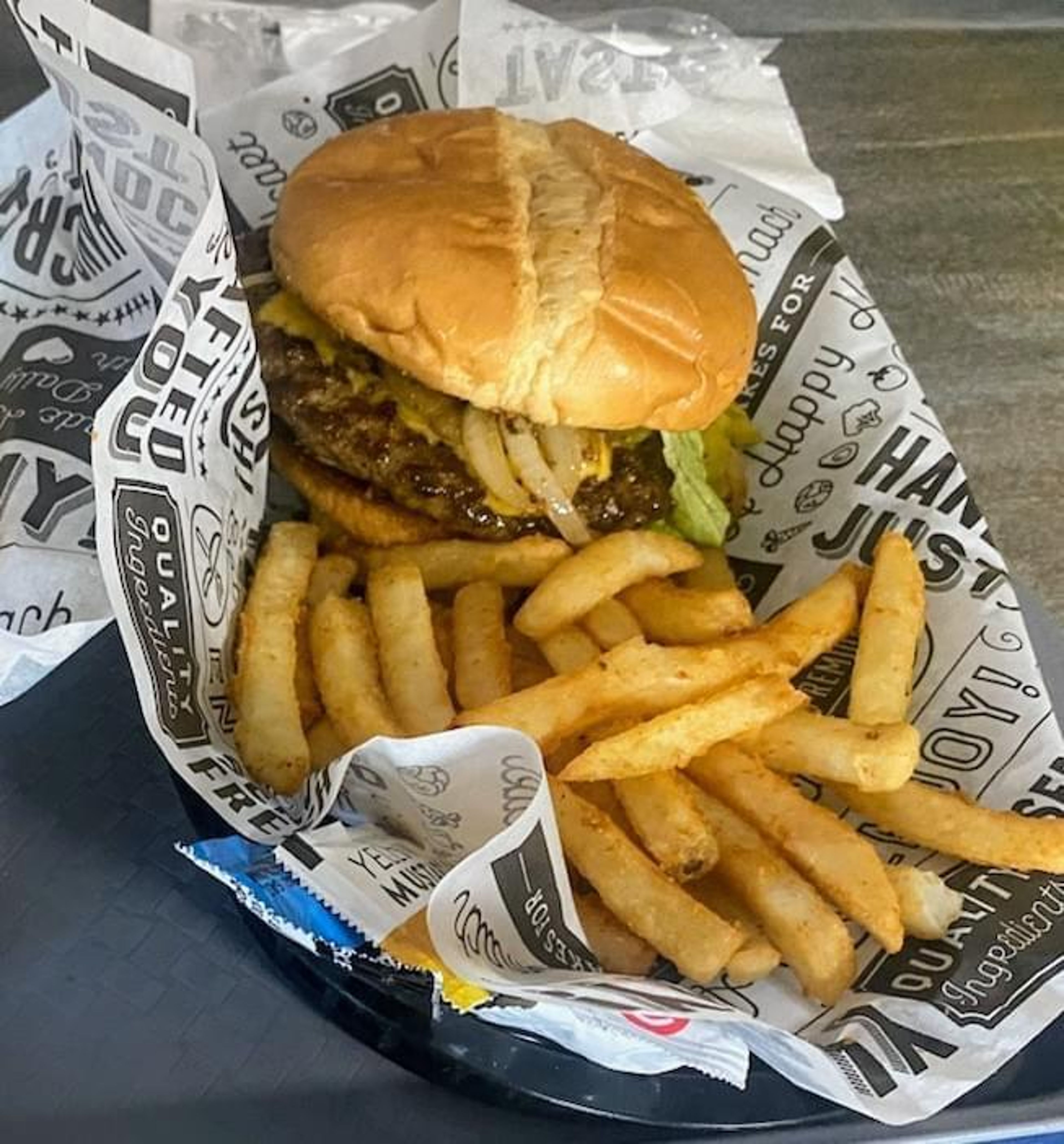 Big Delta Cheeseburger + FRIES.