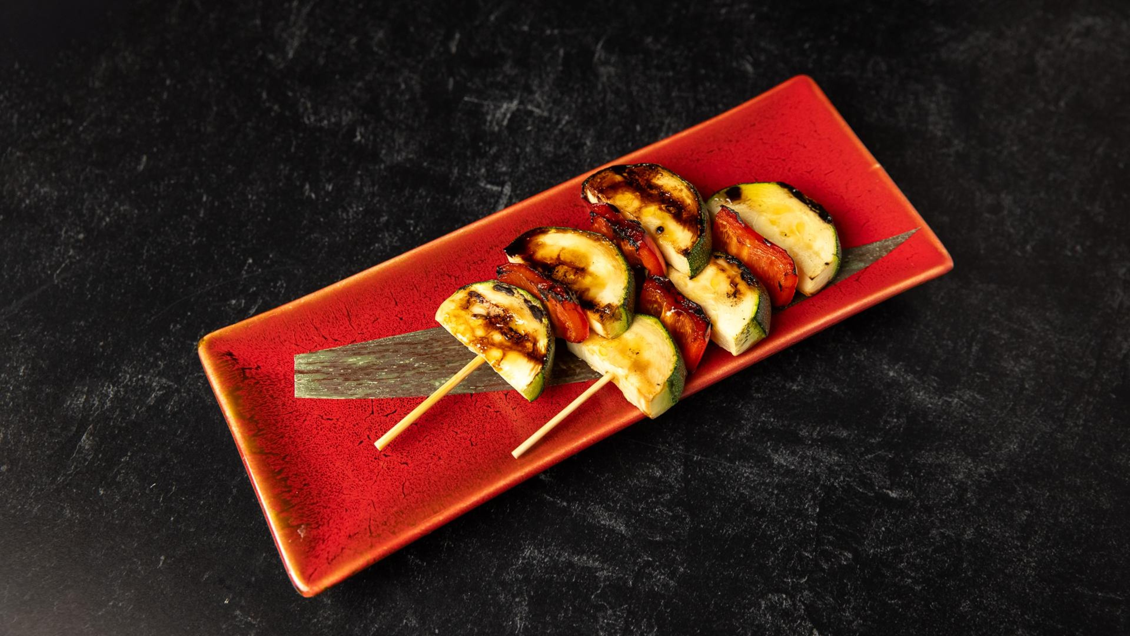 Zucchini & Bell Pepper Skewers.