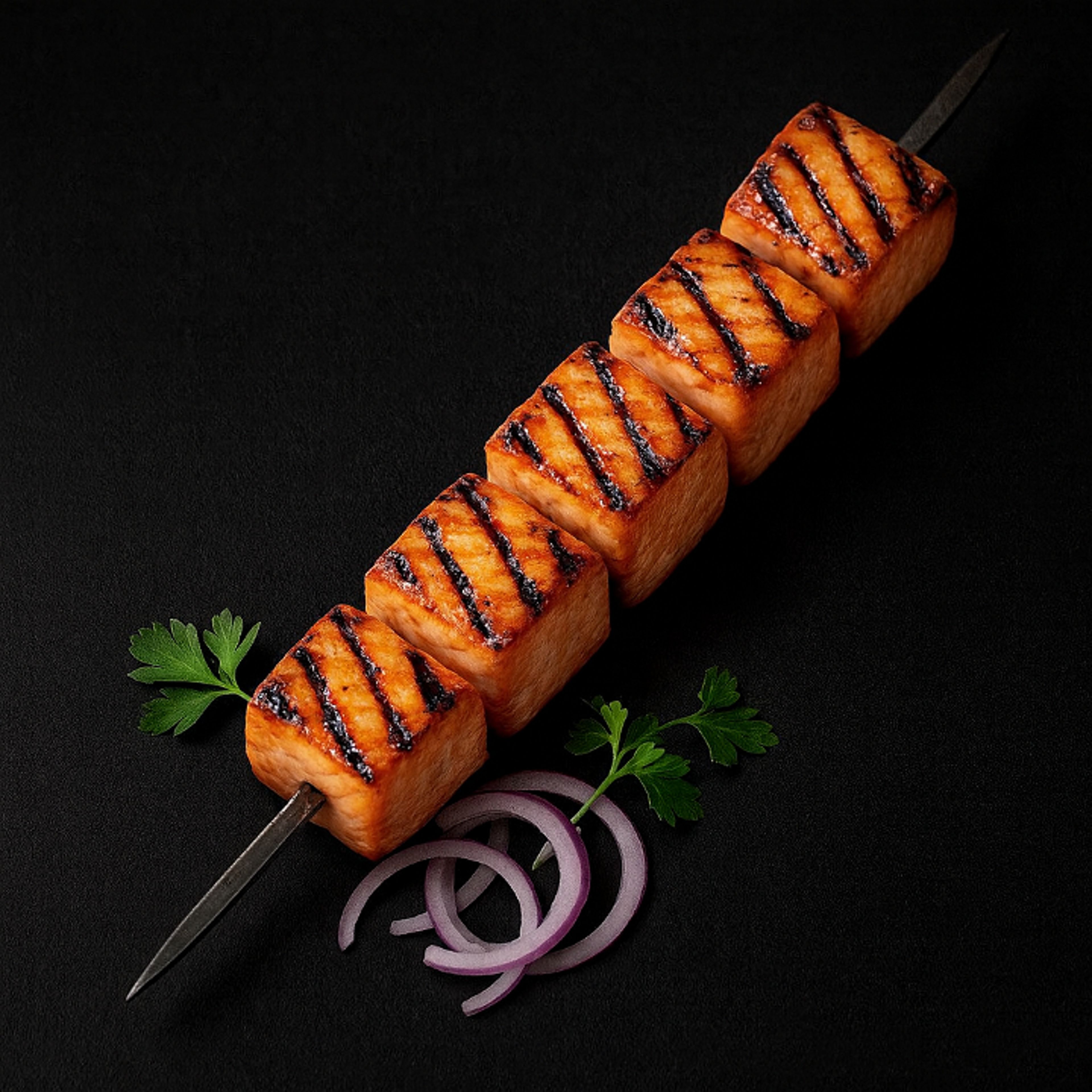 +Add Skewer Salmon Kabob (کباب ماهی سالمون ).