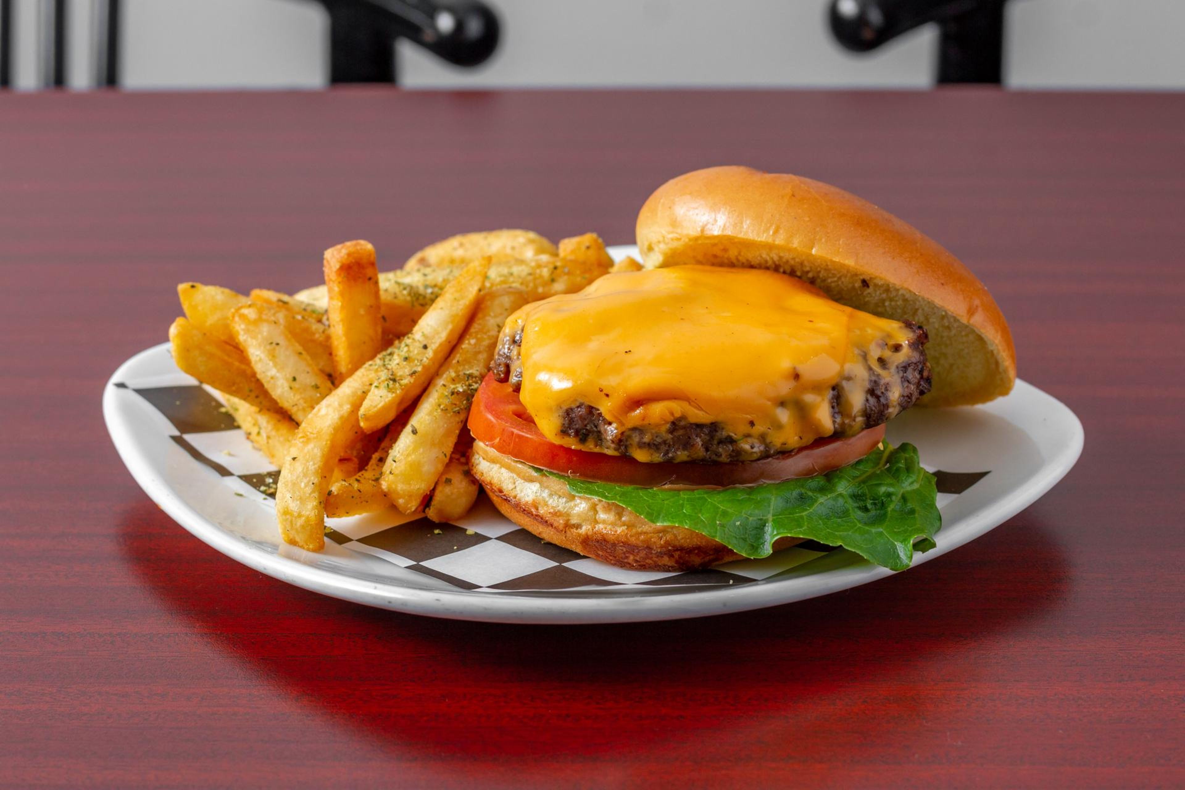 Basic Cheese Burger & Fries.