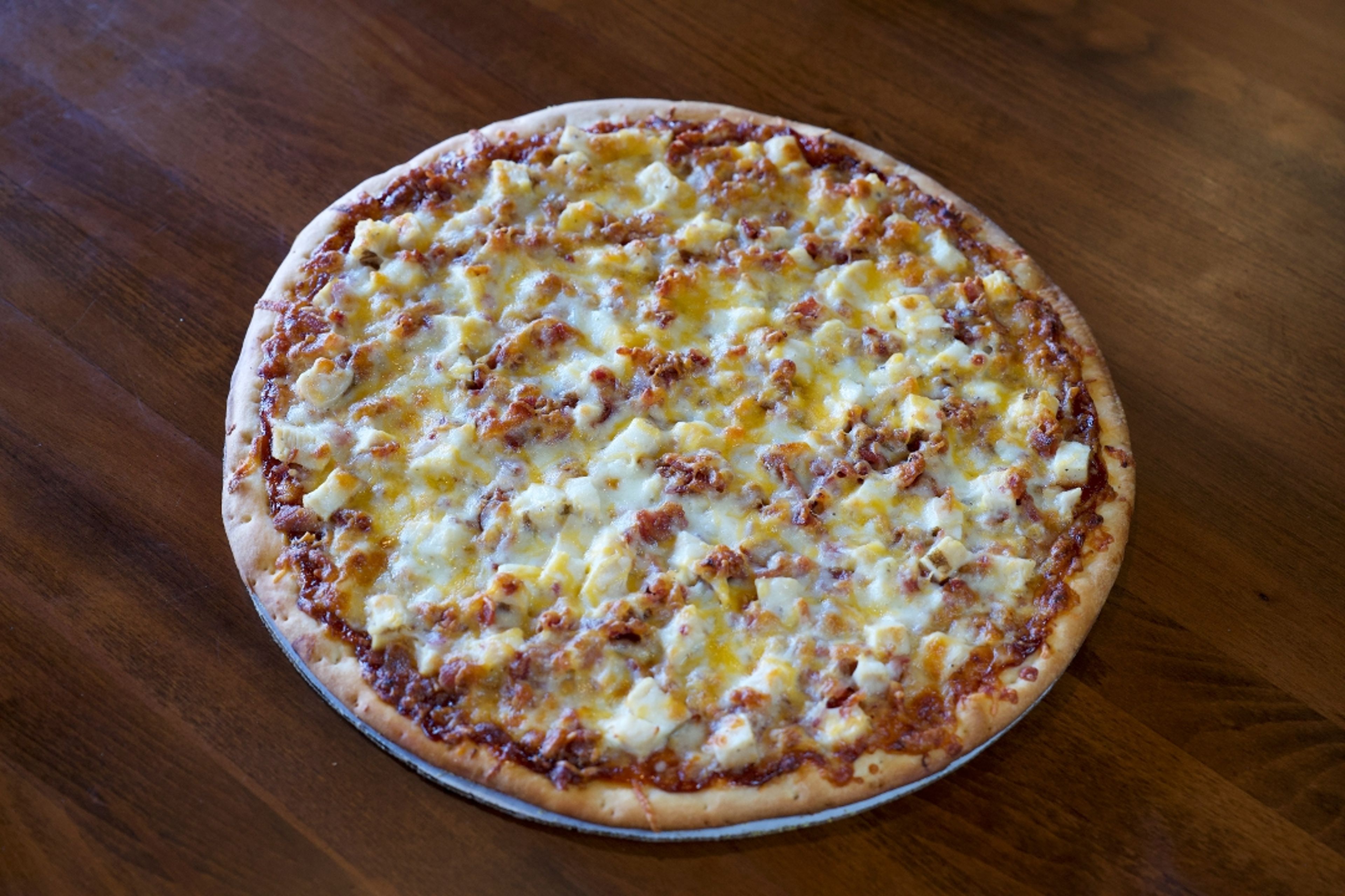 THIN CRUST BBQ Chicken.
