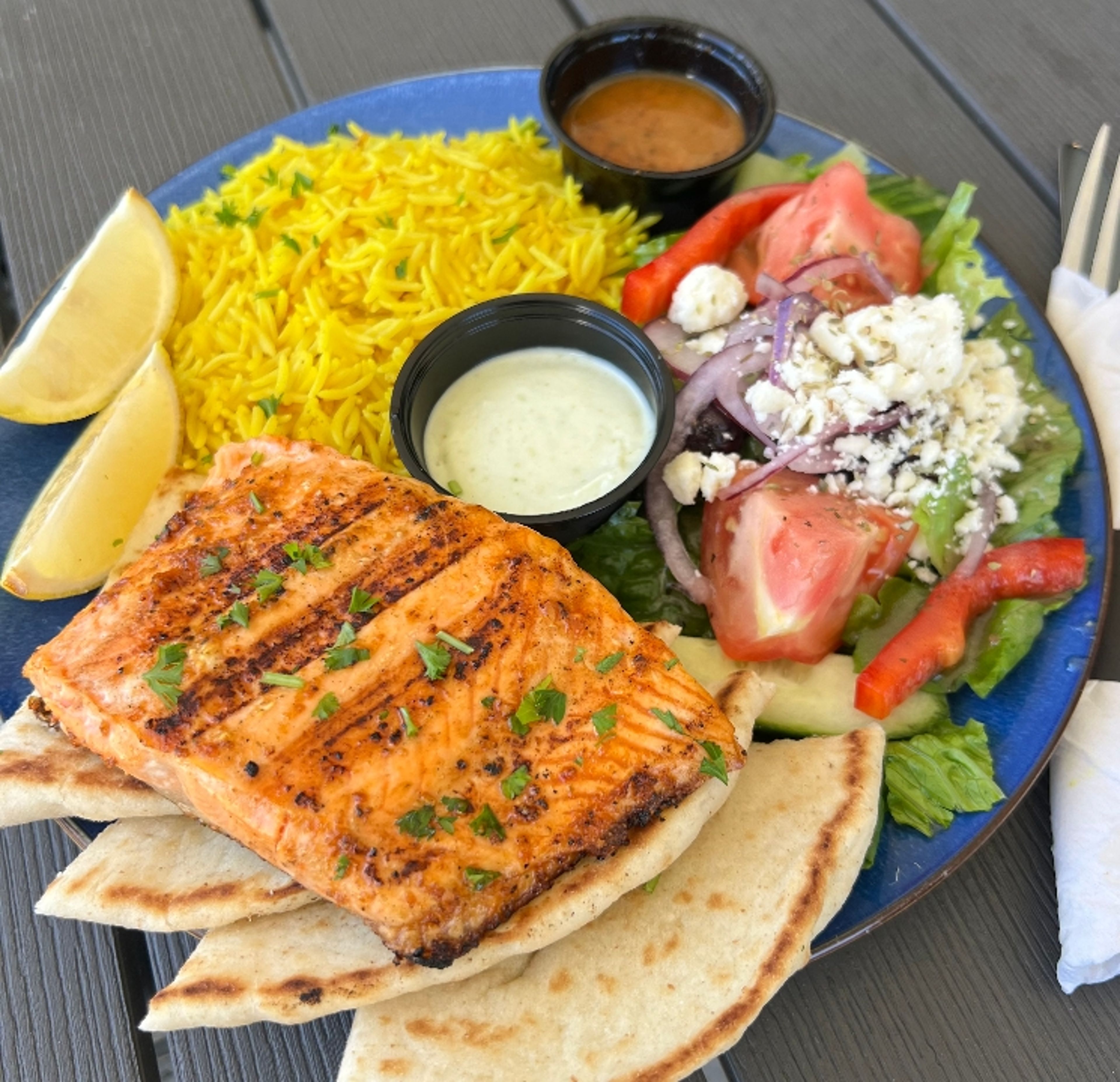(Limited Special) Grilled Salmon platter.