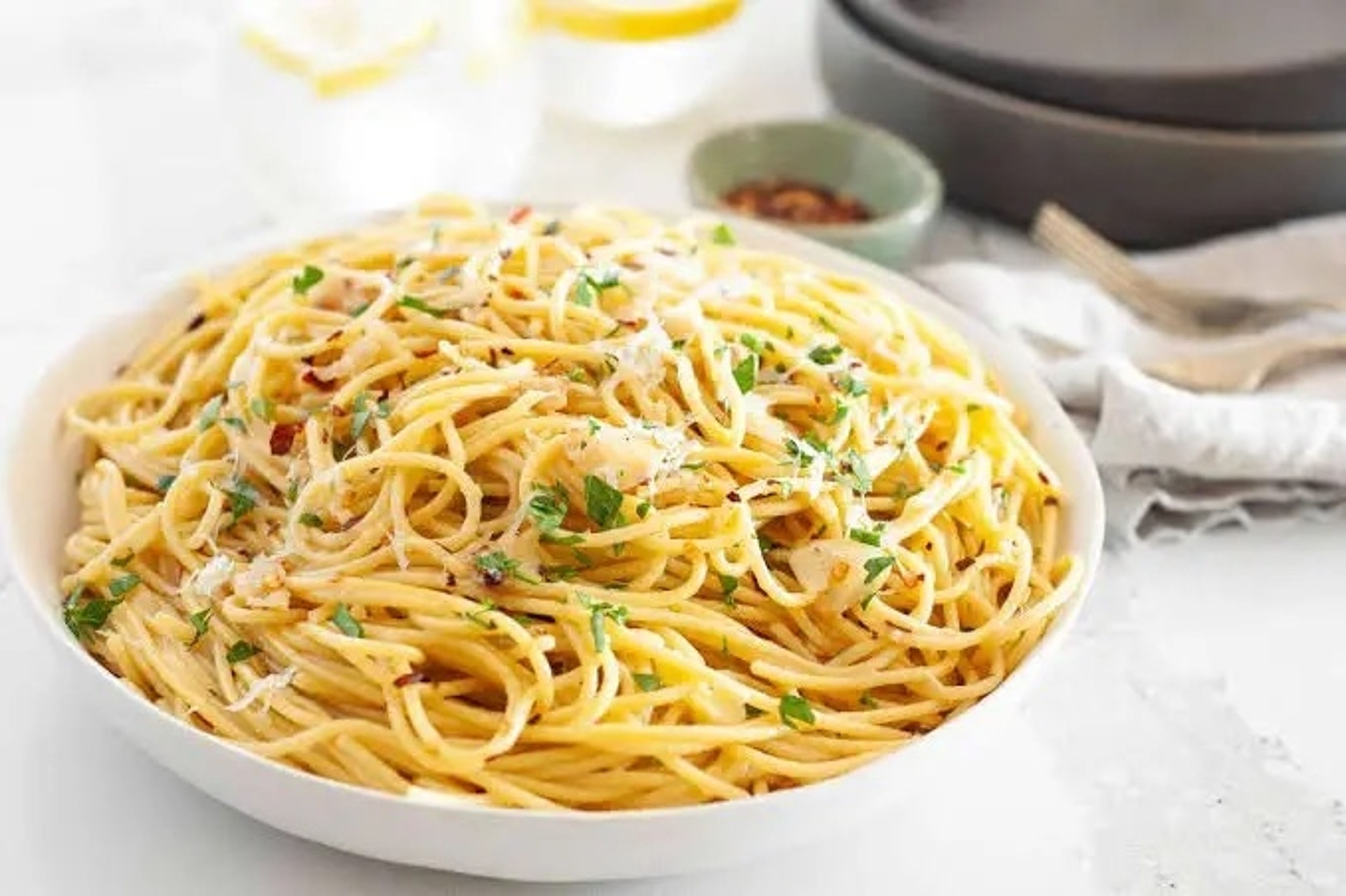White aioli pasta.