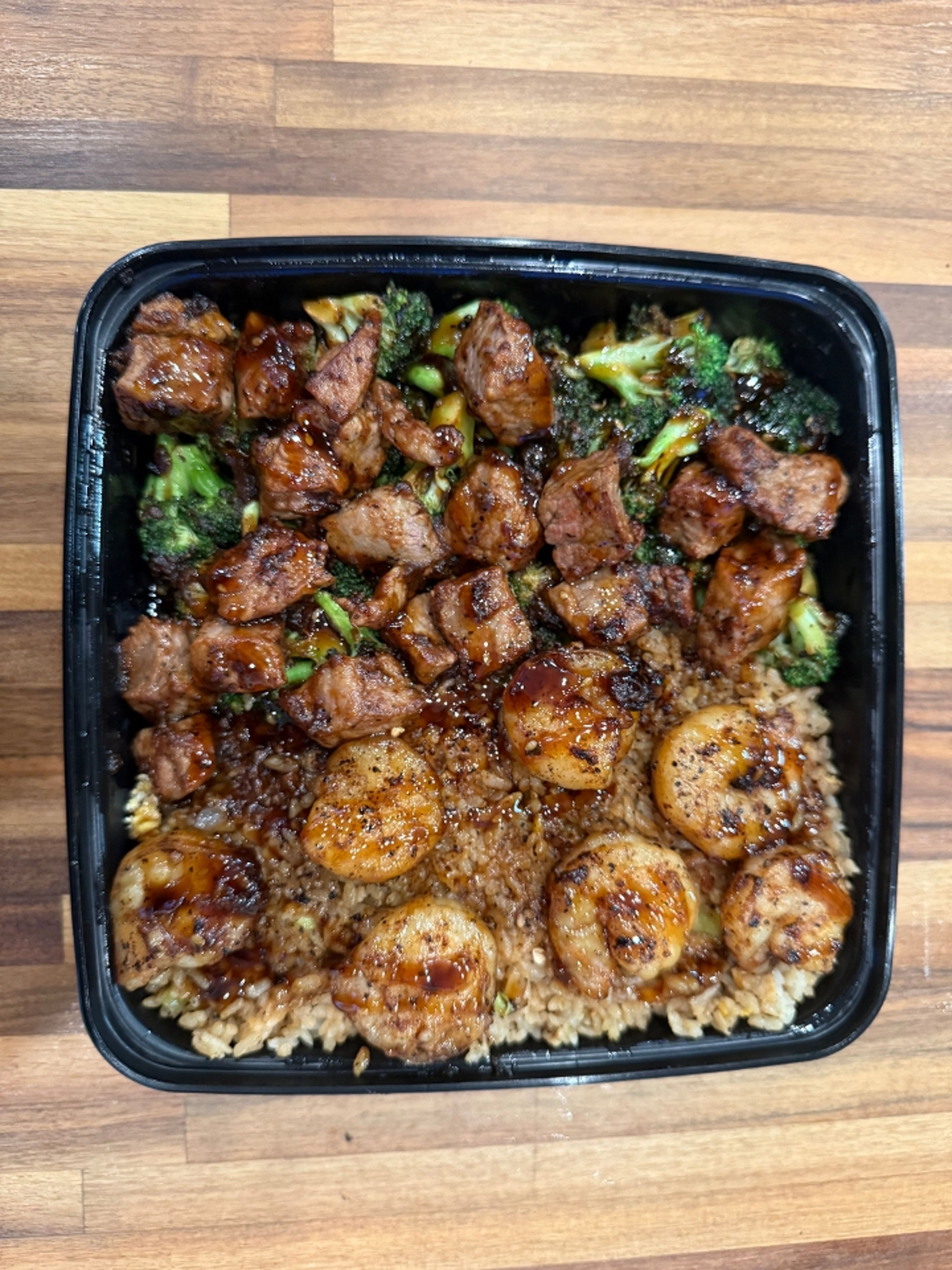 Steak Surf and Turf Shrimp Fire Plate.