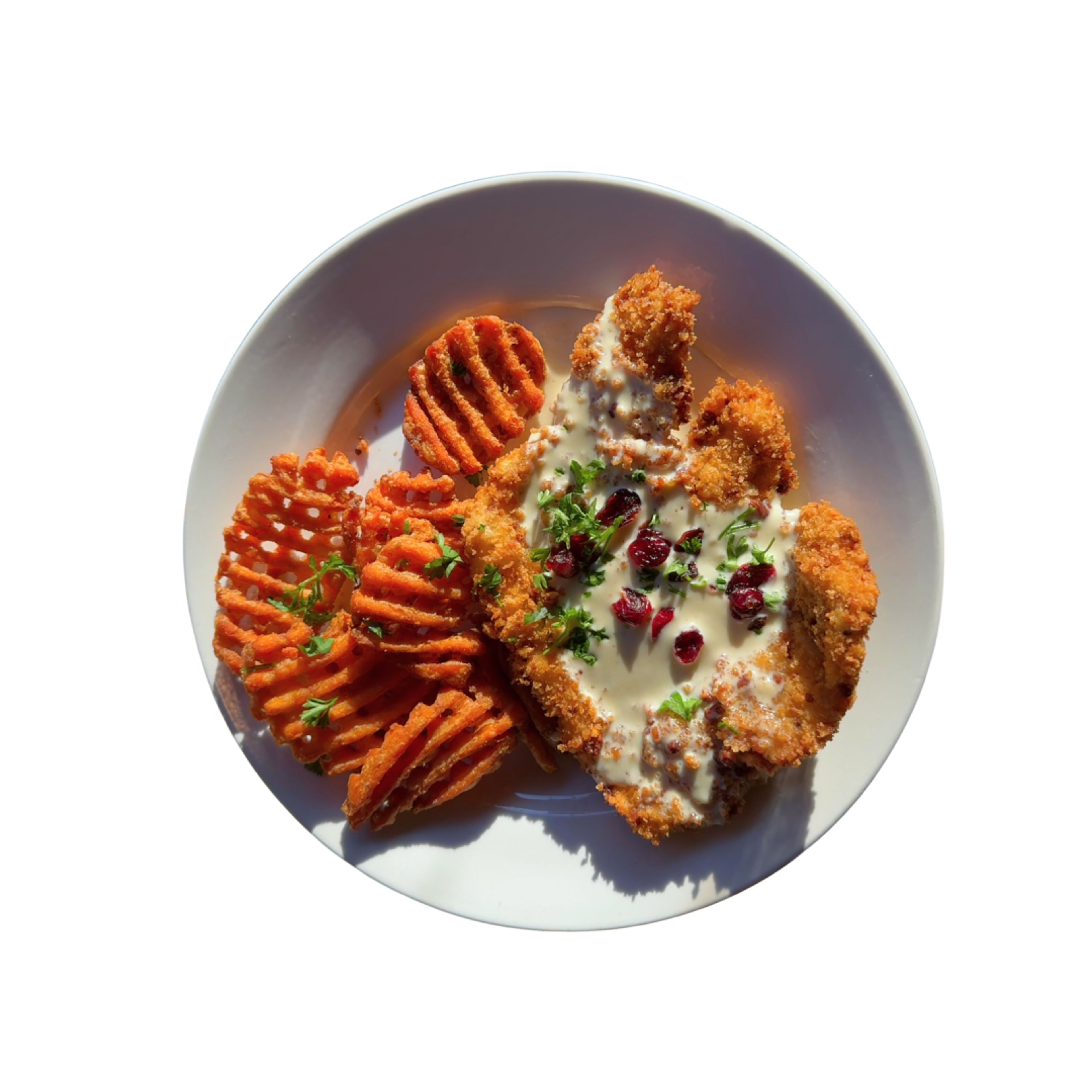 Pecan Encrusted Crispy Chicken.