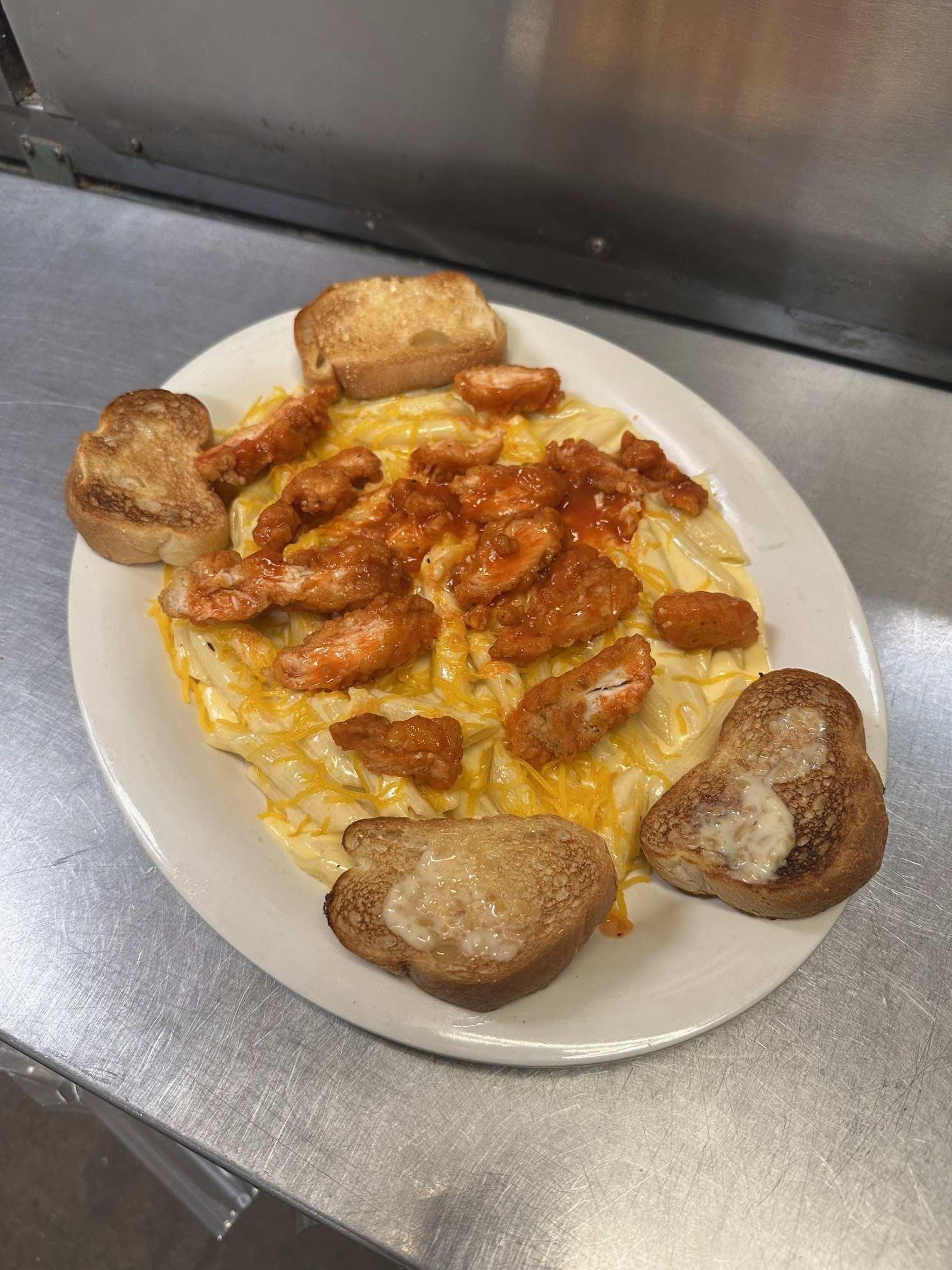 Buffalo Chicken Mac & Cheese.