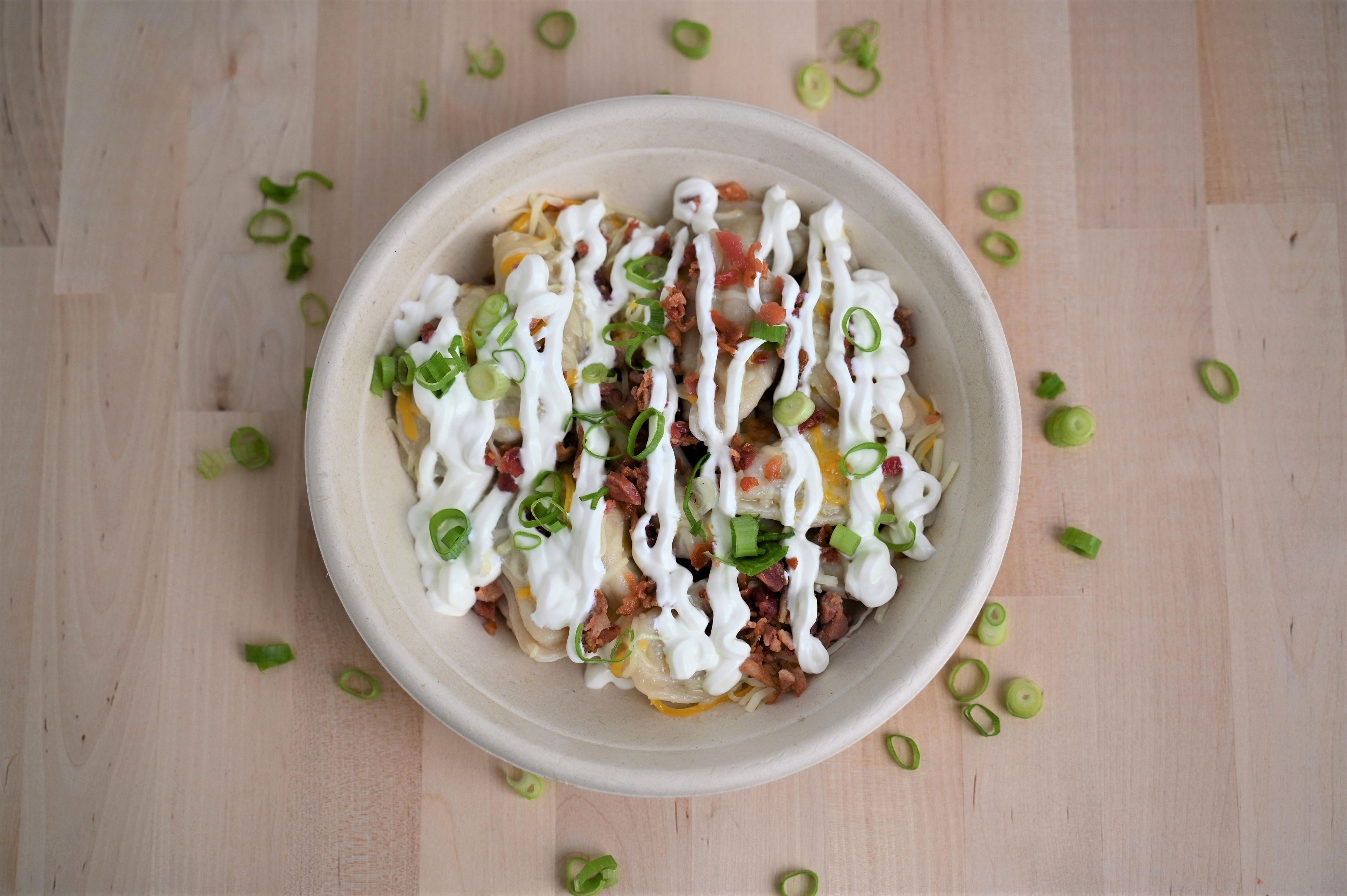 Loaded Mashed Pierogi Bowl.