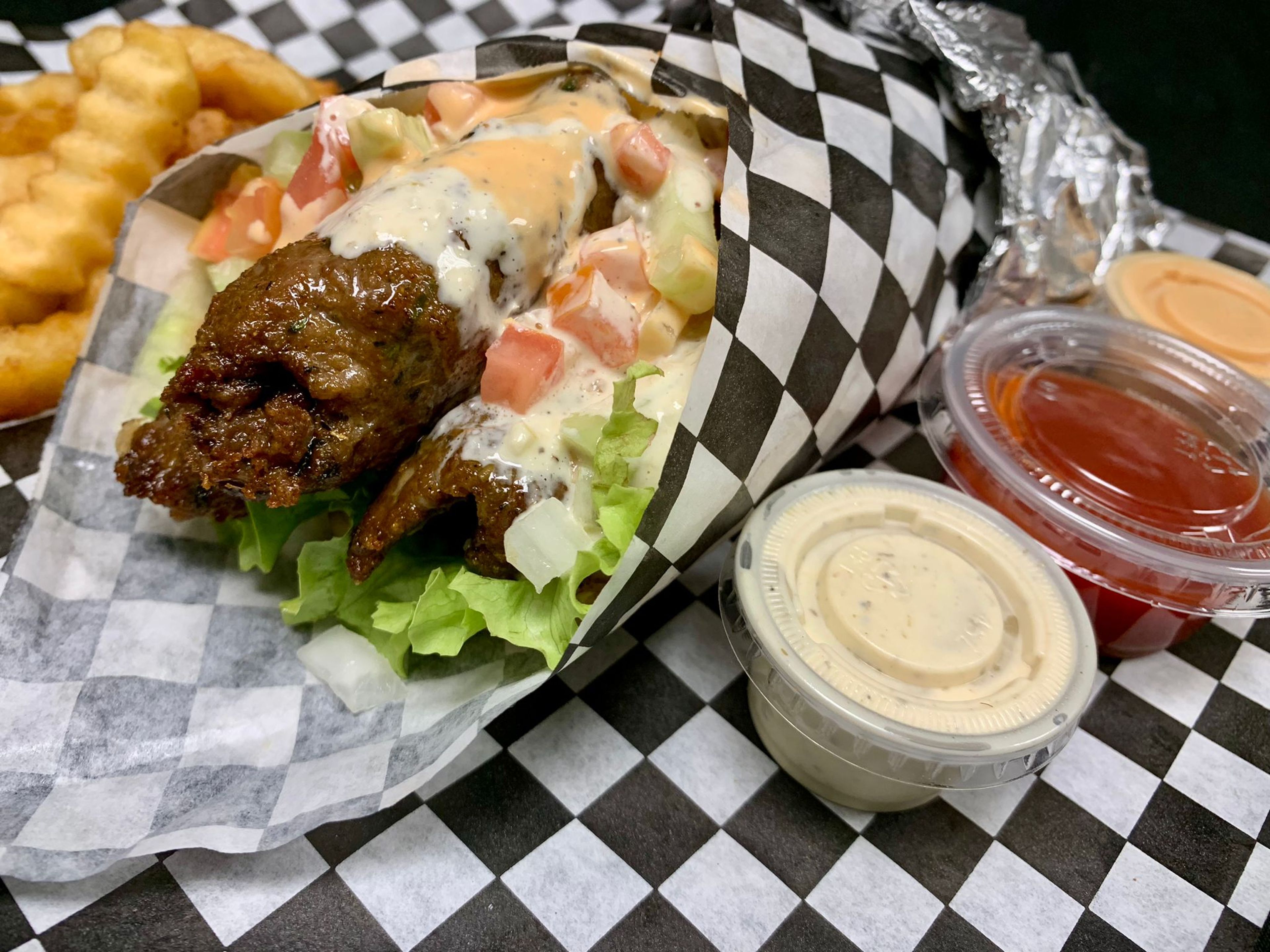 Skewer Kebab Beef Pita Wrap.