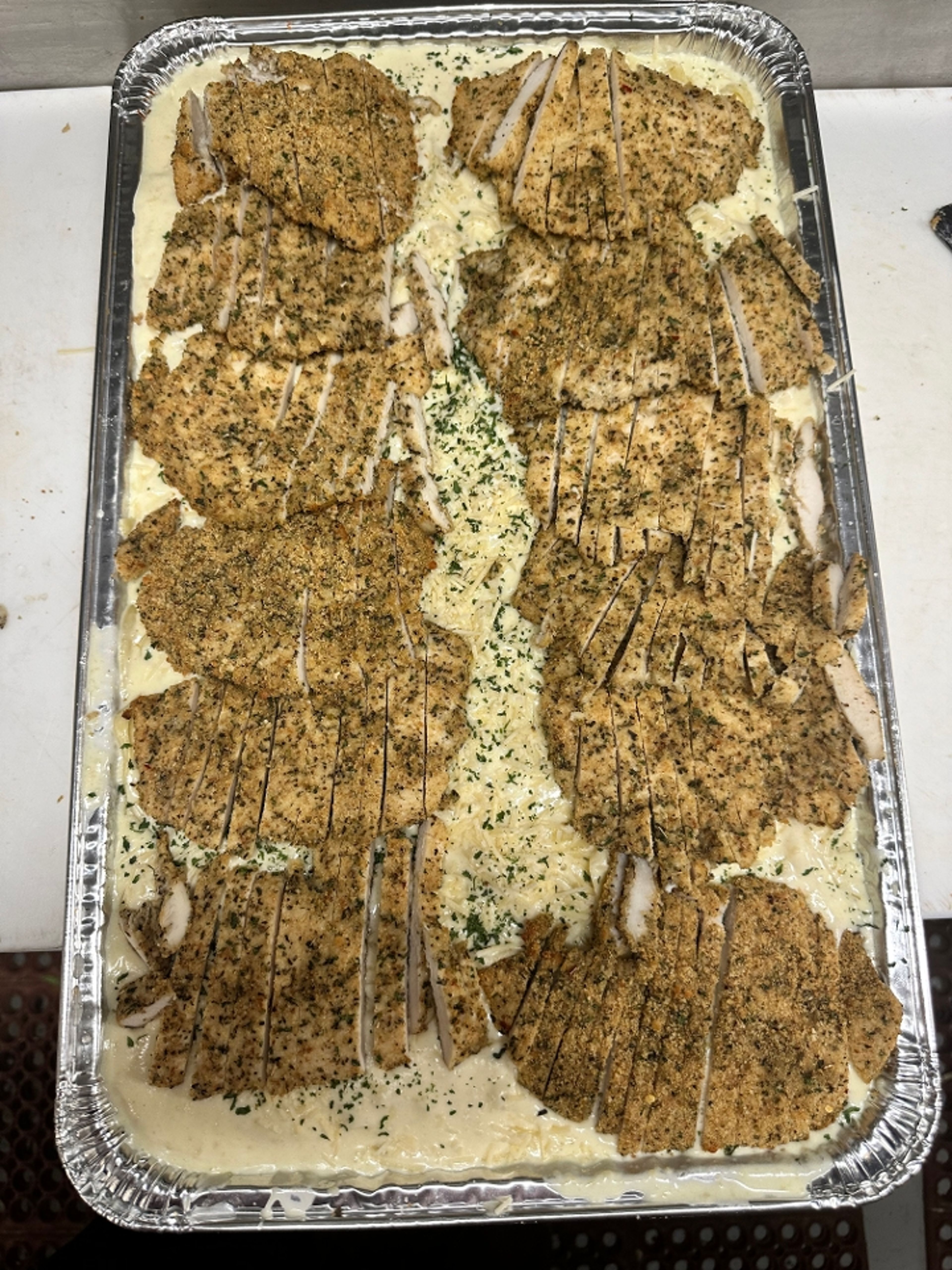 Fettuccine w/ Romano Chicken.