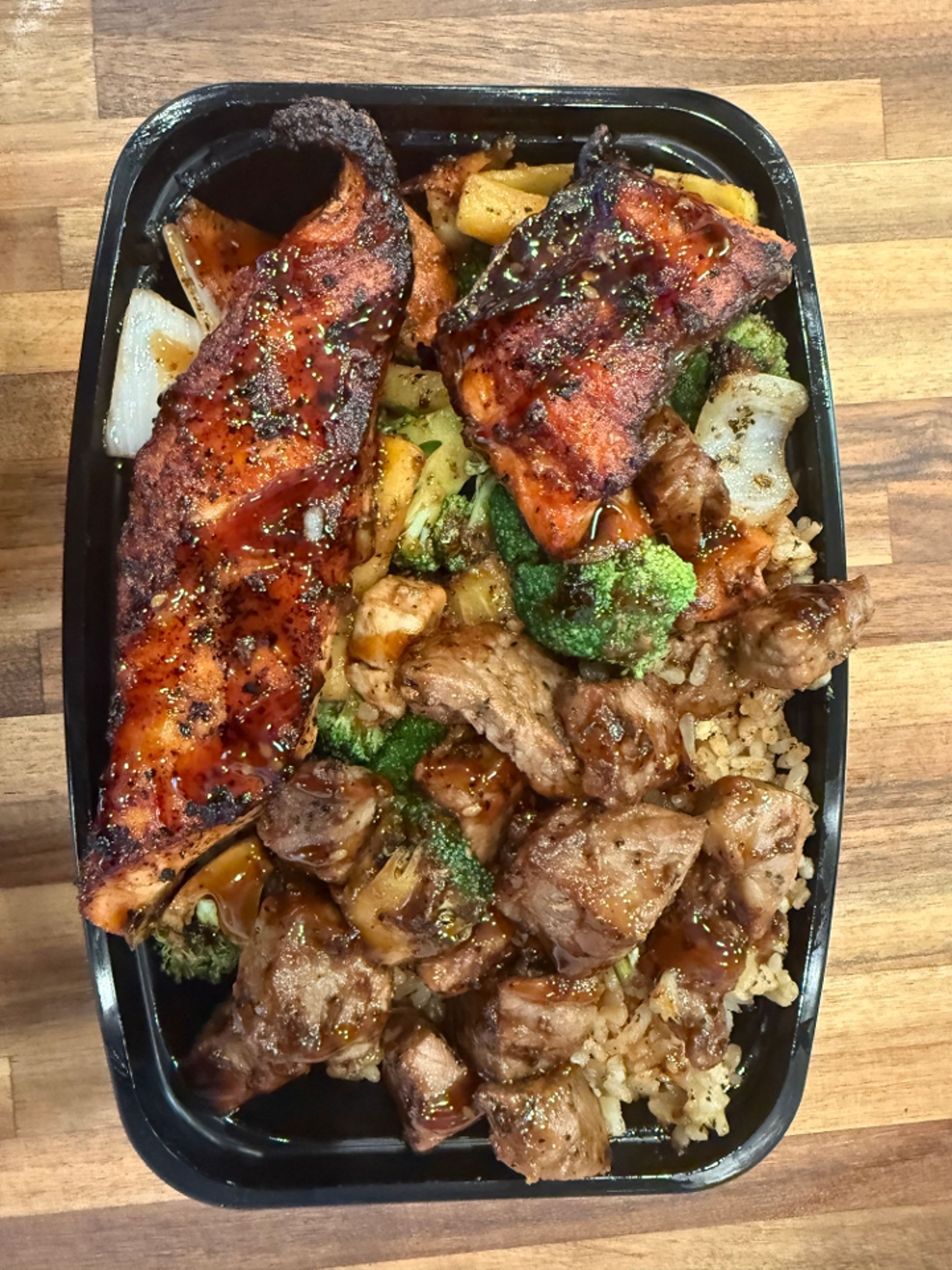 Salmon and Steak Fire Bowl.