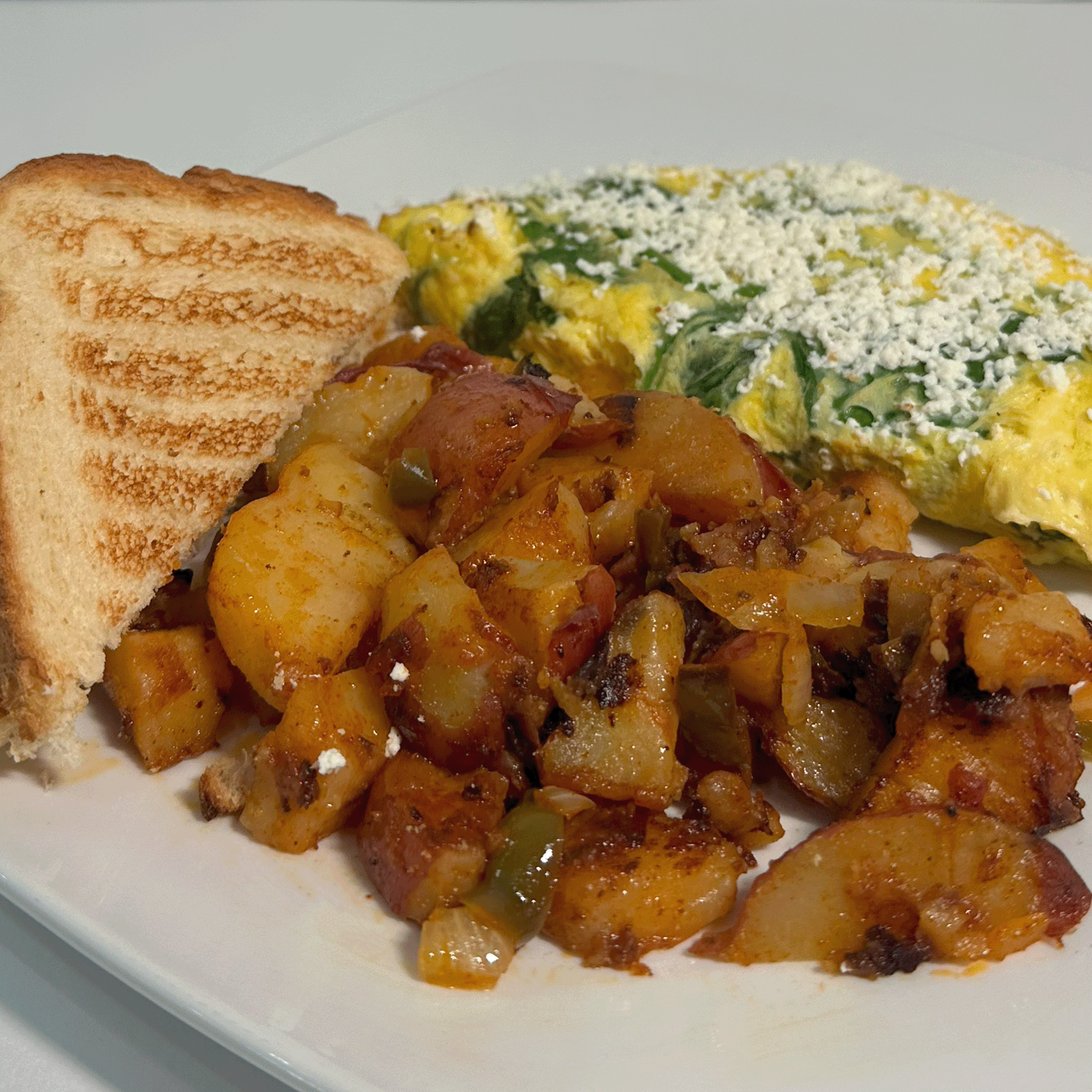 * SPINACH / FETA OMELET.