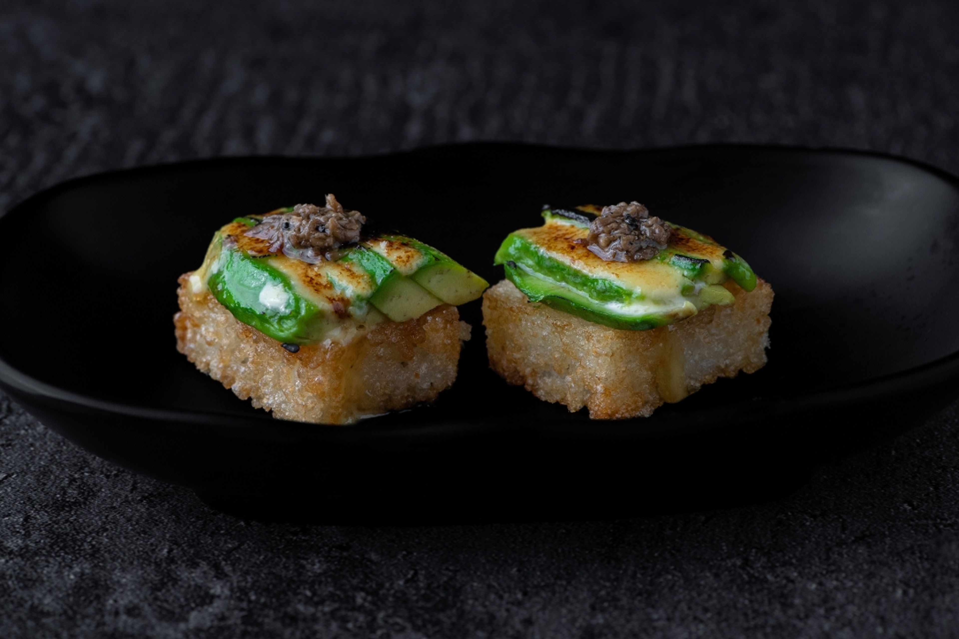 Miso Avocado Crispy Rice.