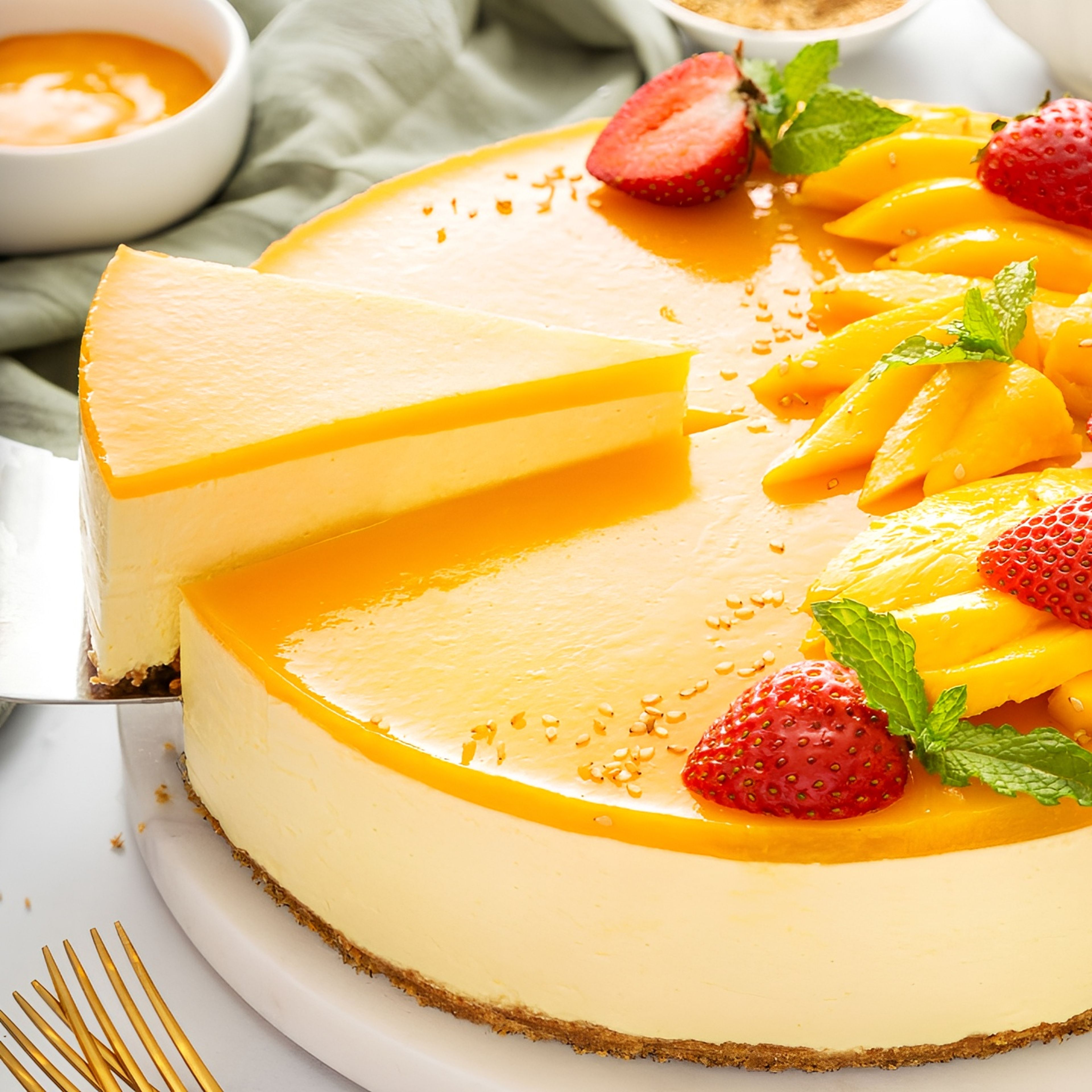 Slices Mango Cheesecake