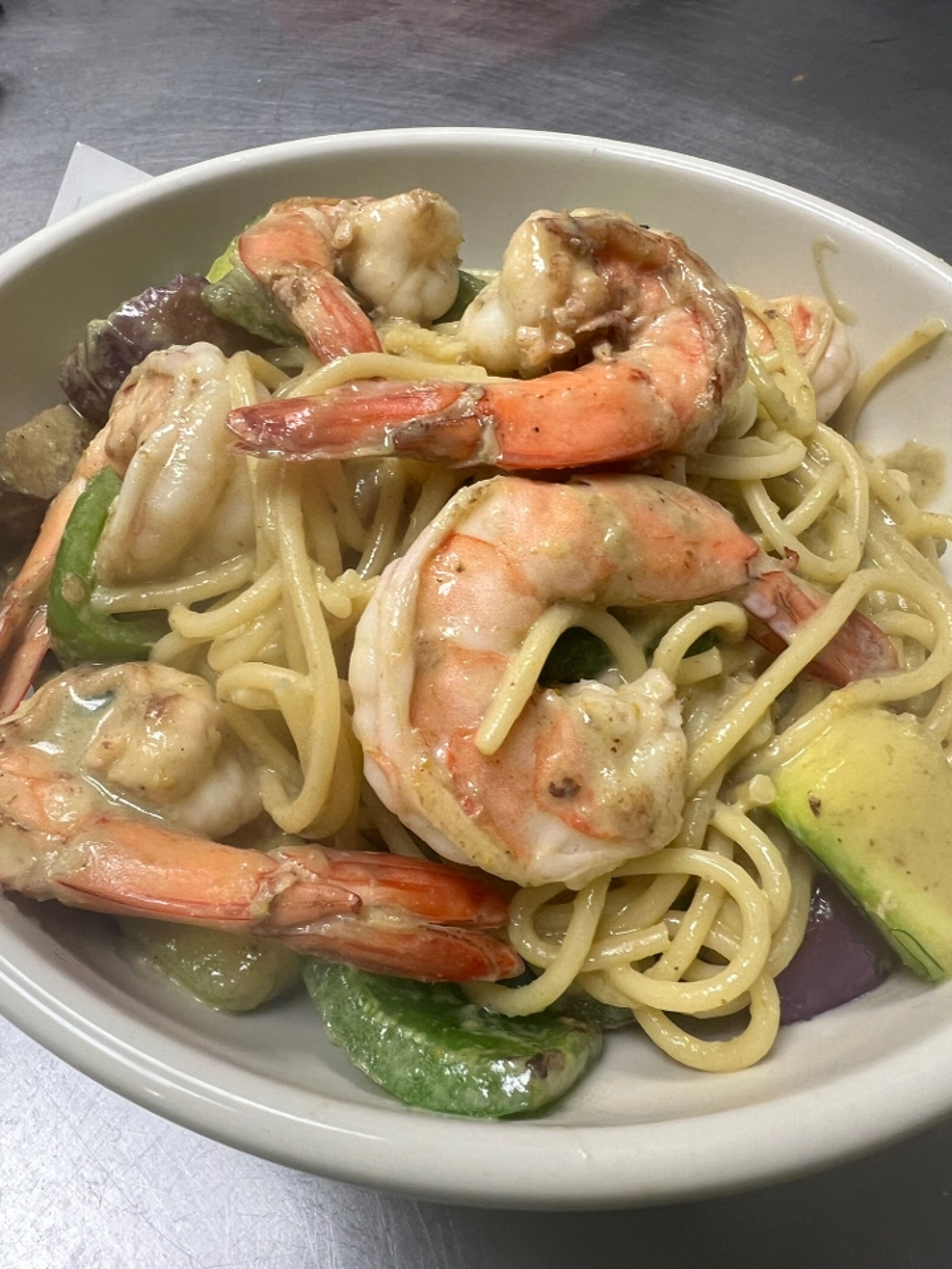 Pasta Green Curry Shrimp.