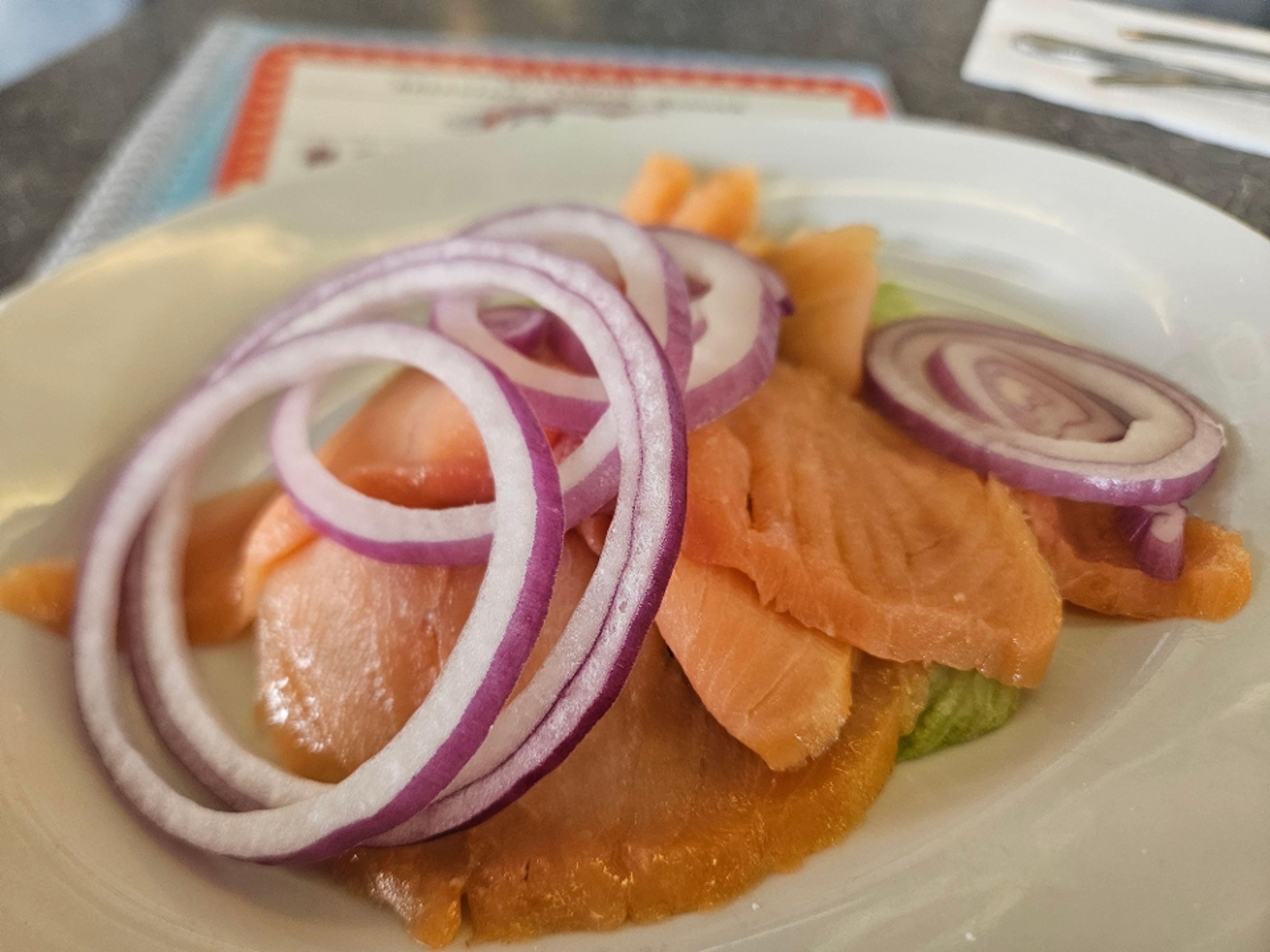 Lox, Eggs and Onions Breakfast.