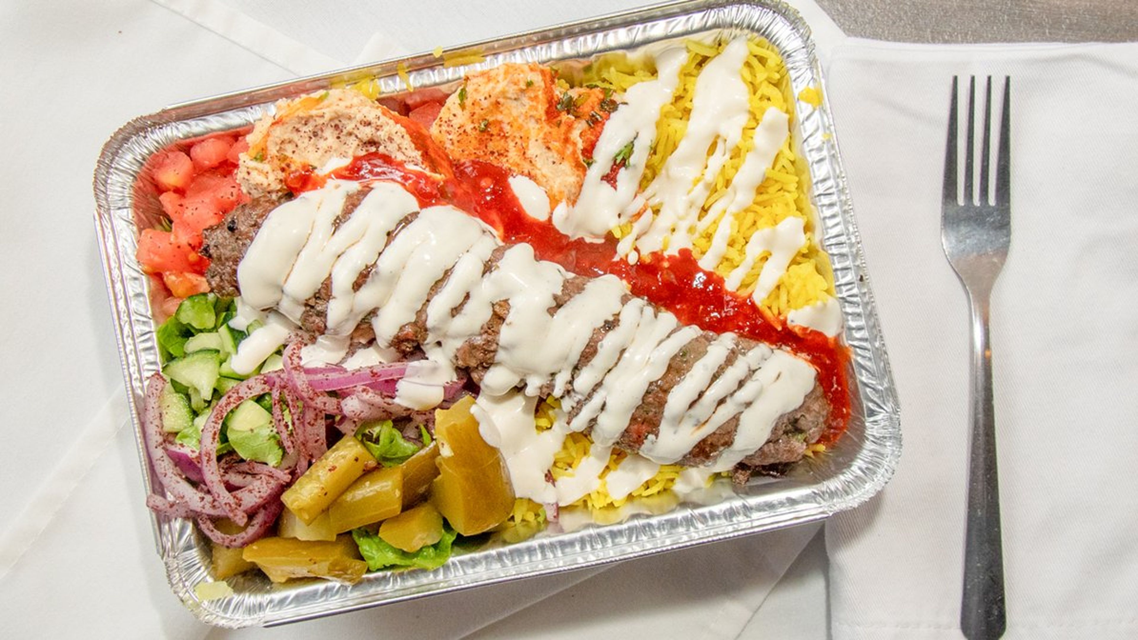 Kofta Kebab Over Rice.