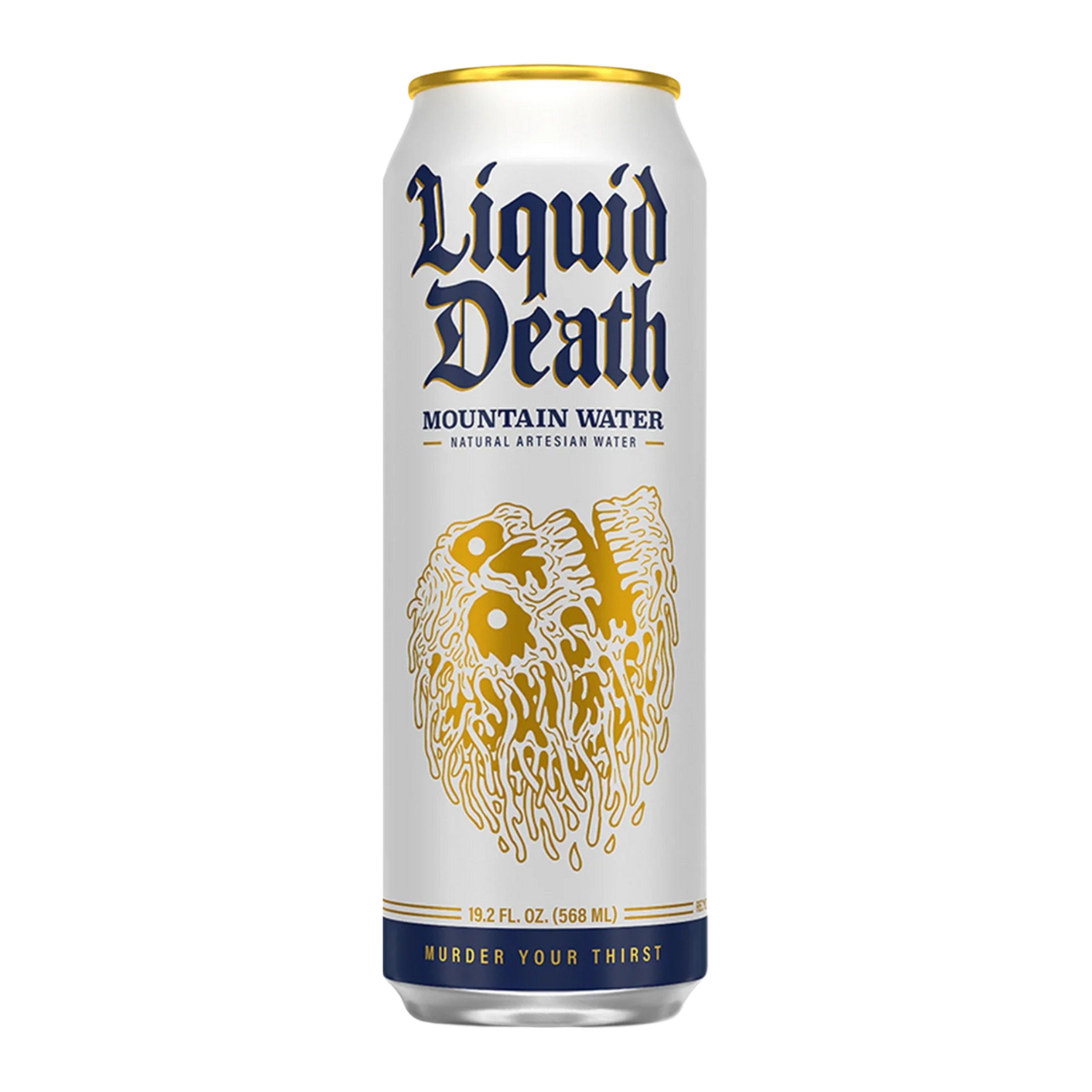 Liquid Death Mountain Spring Water.