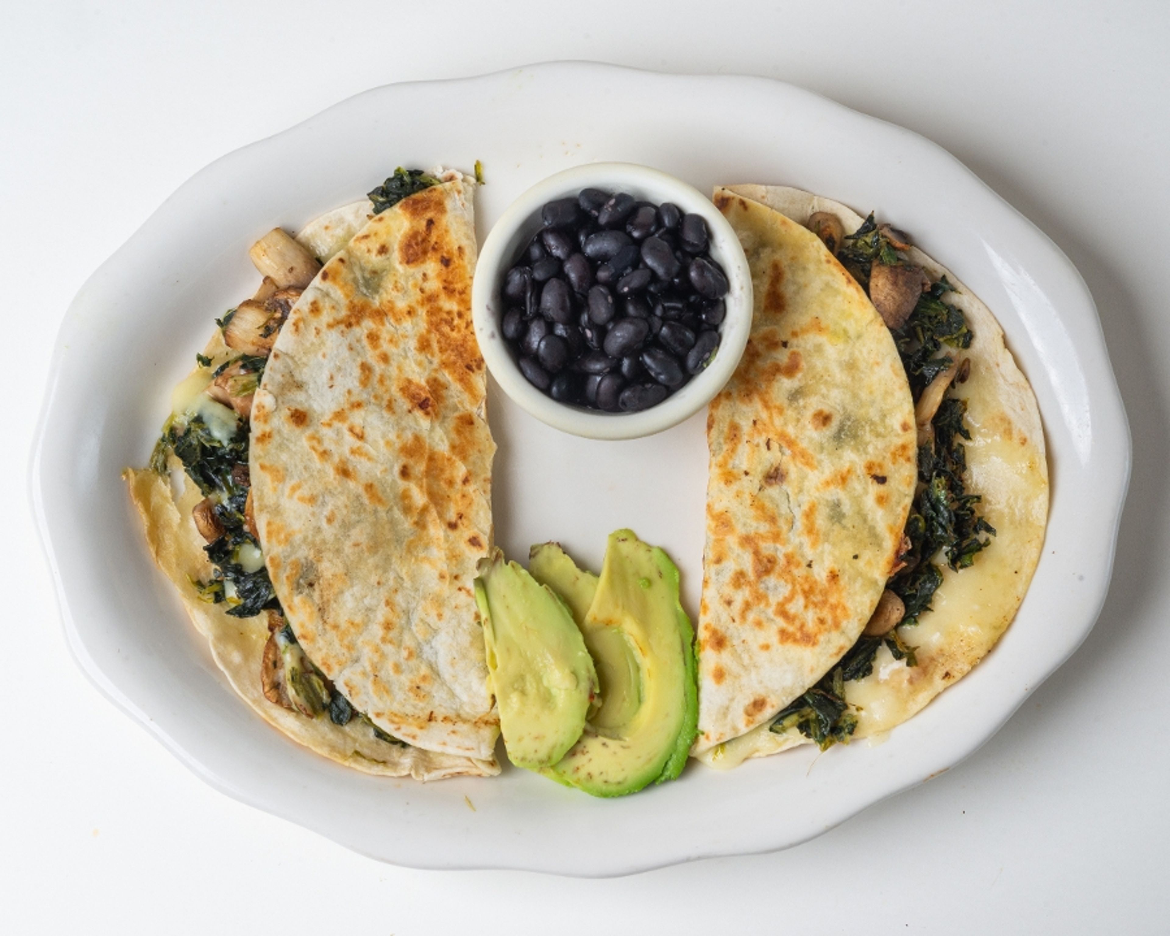 Spinach & Mushroom Quesadilla Dinner.