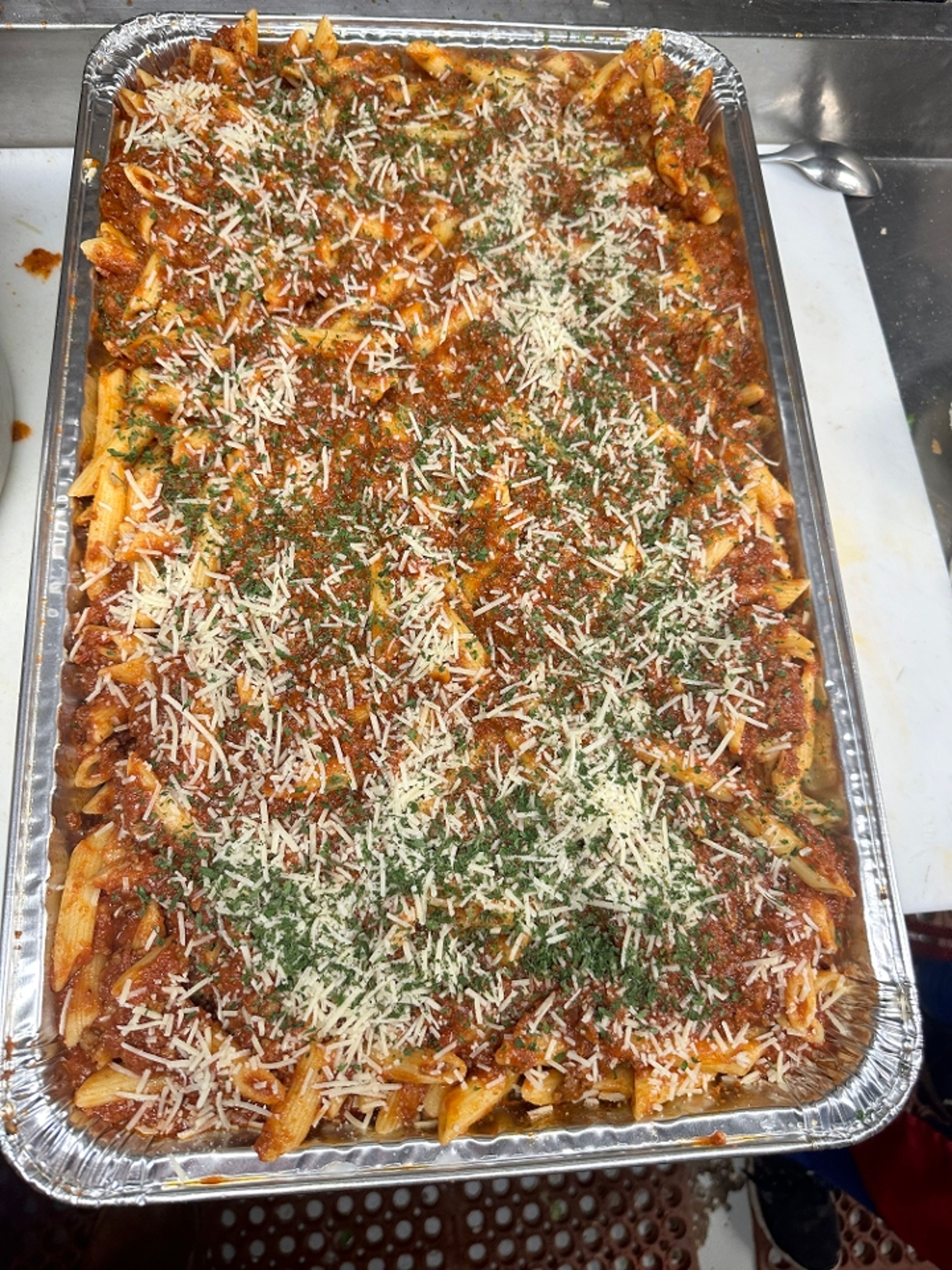 Penne or Spaghetti w/ Meat Sauce.