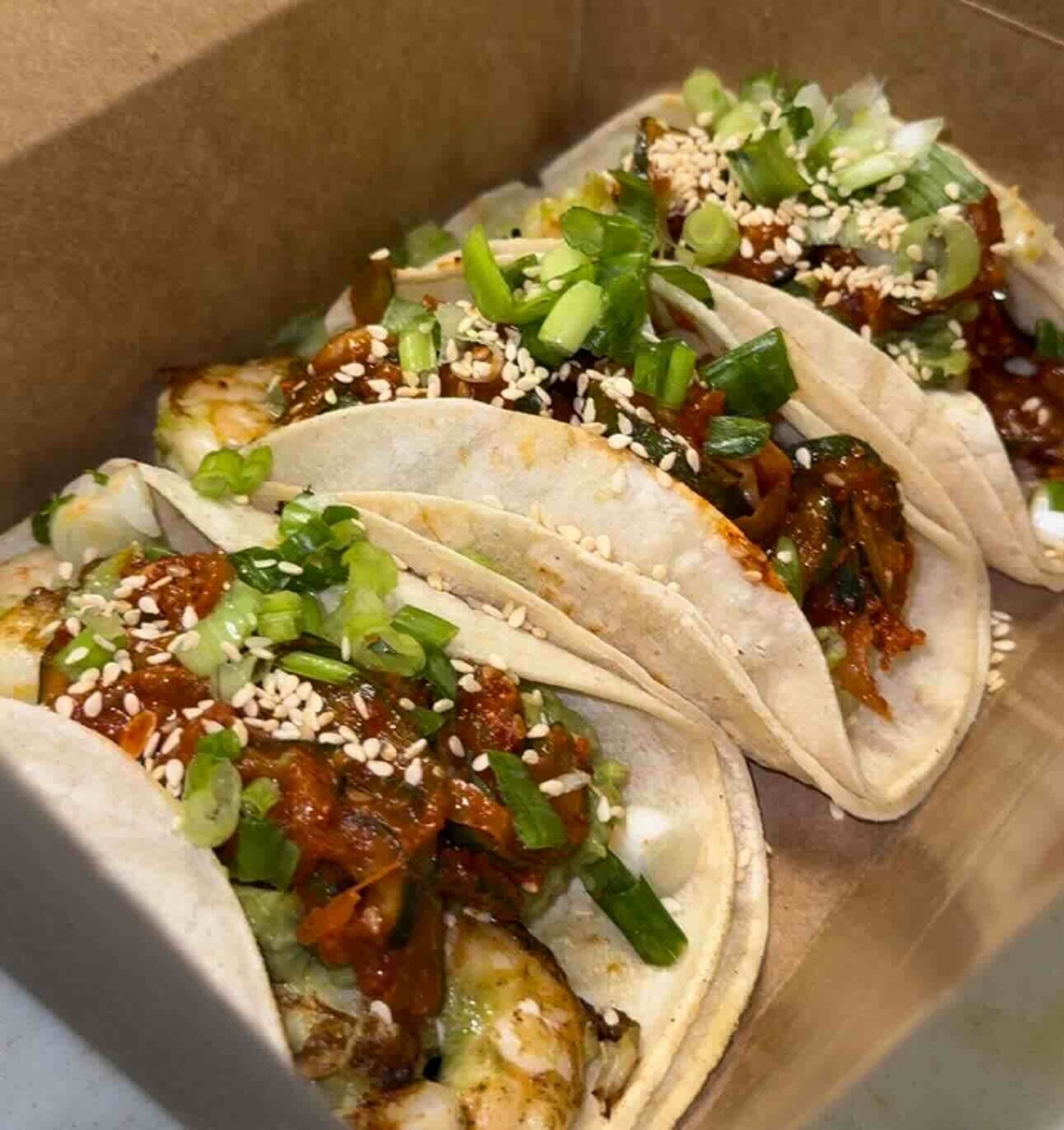 Guac! - with Guacamole, cucumber kimchi, scallions (Choose protein).