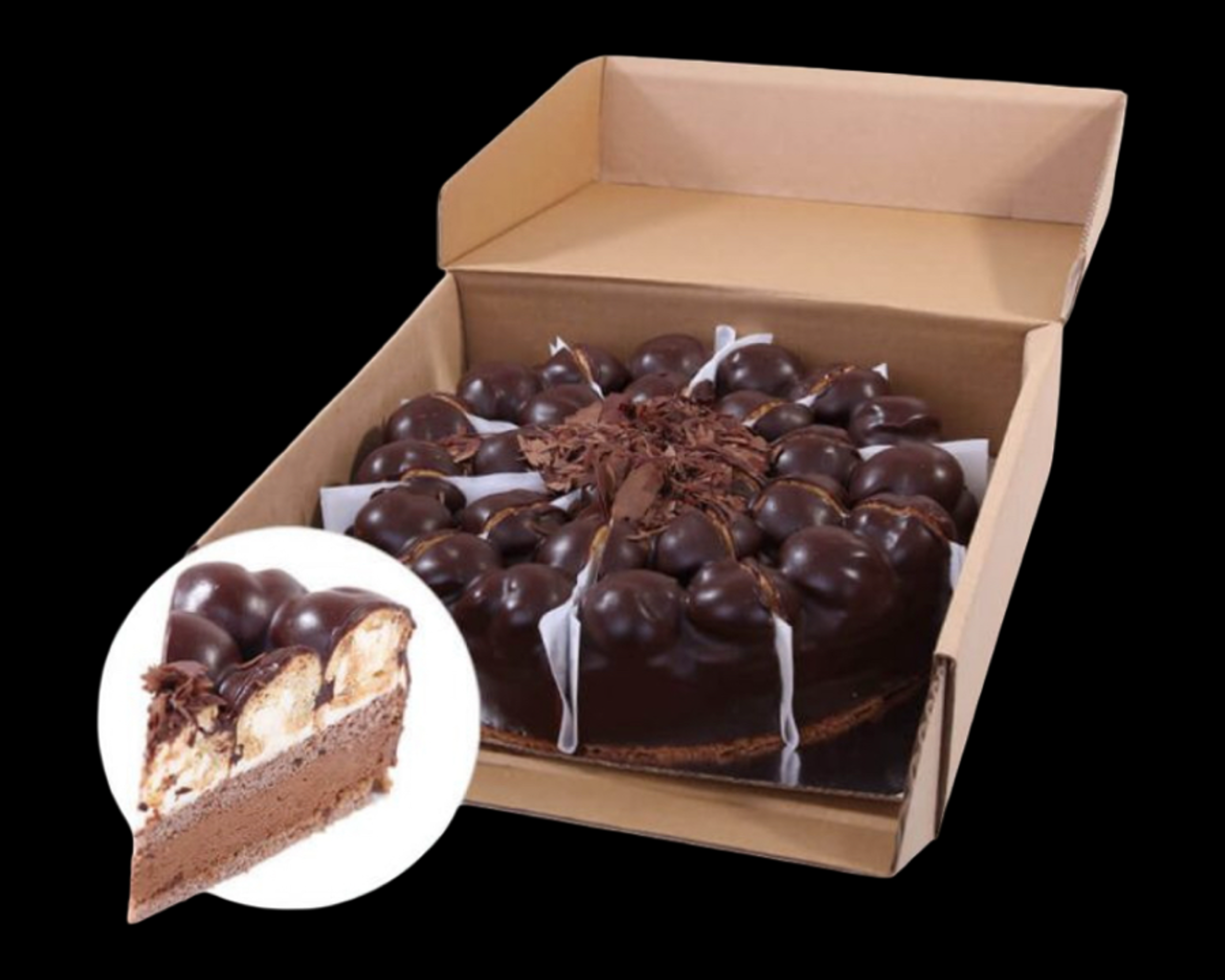 Black Profiterole Cake.