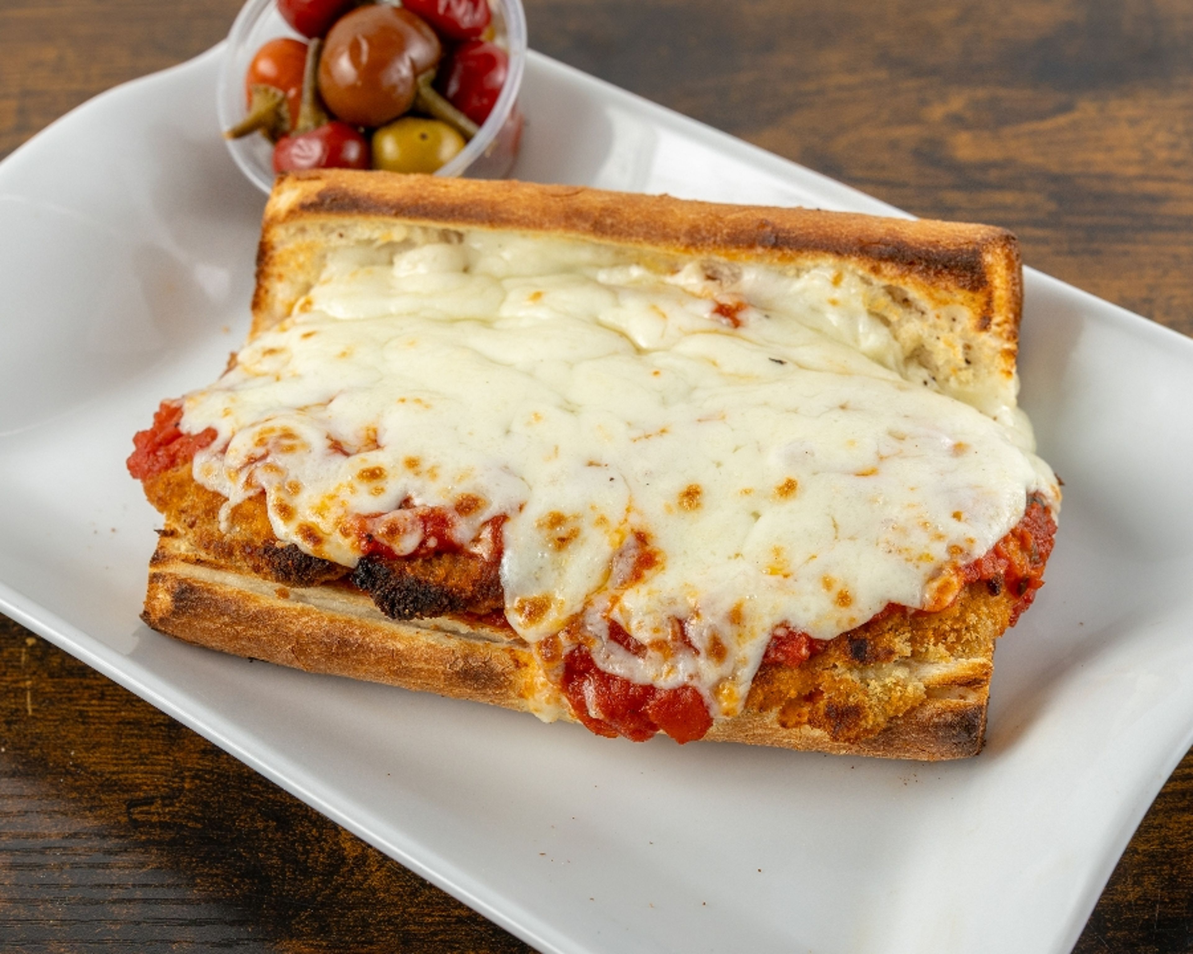 CHICKEN PARMESAN SANDWICH.