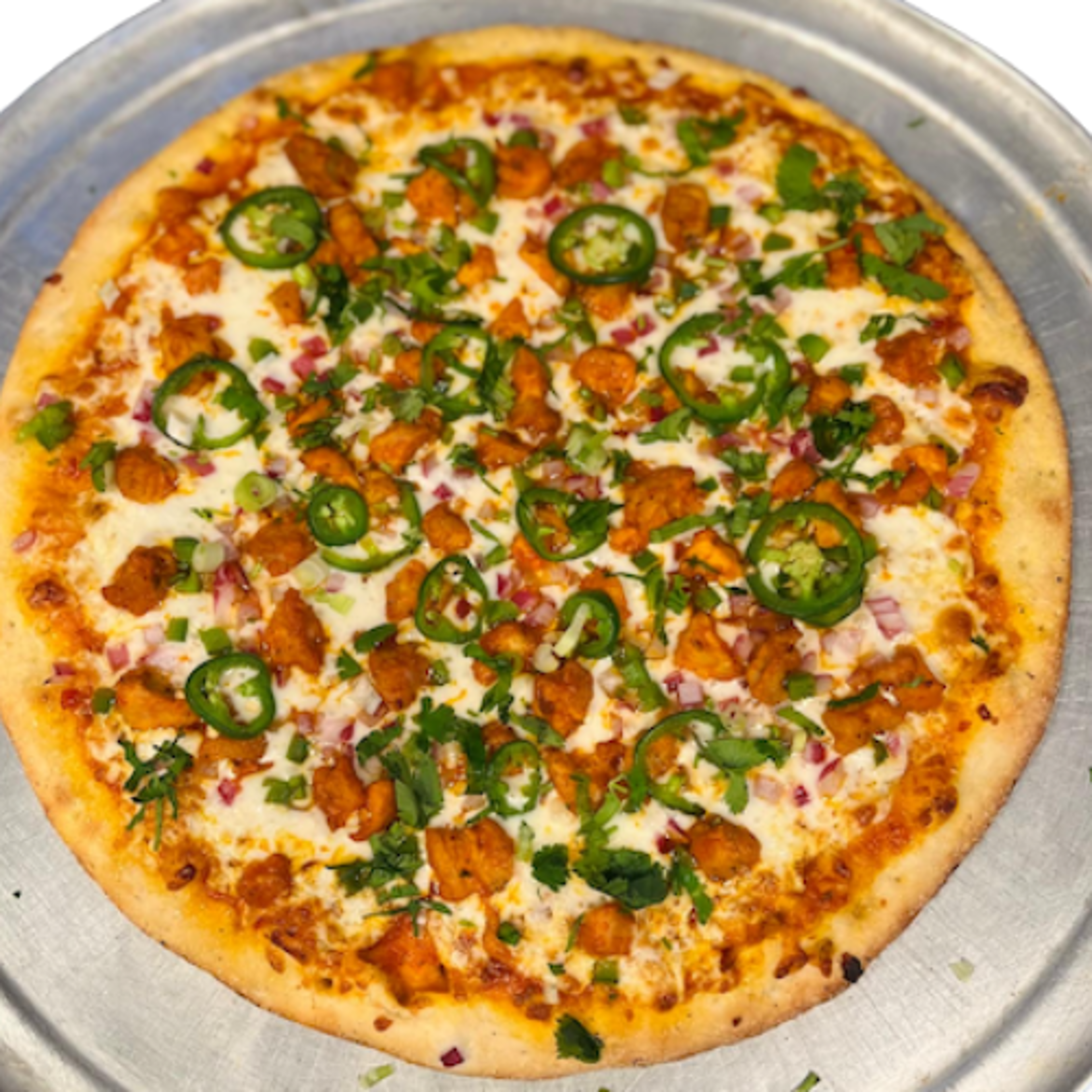 Chili Chicken Pizza.