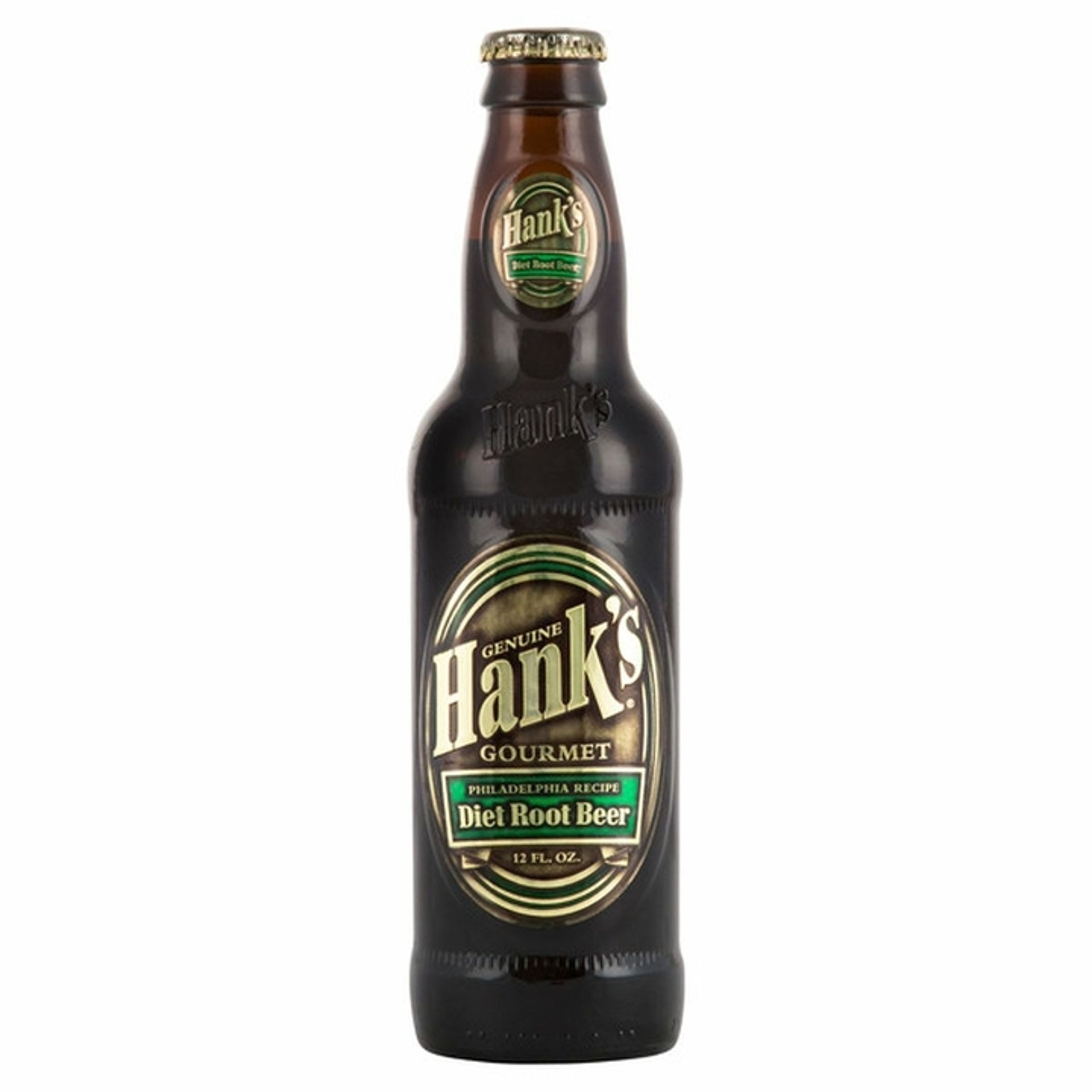 12oz Bottle Hanks Diet Root Beer.