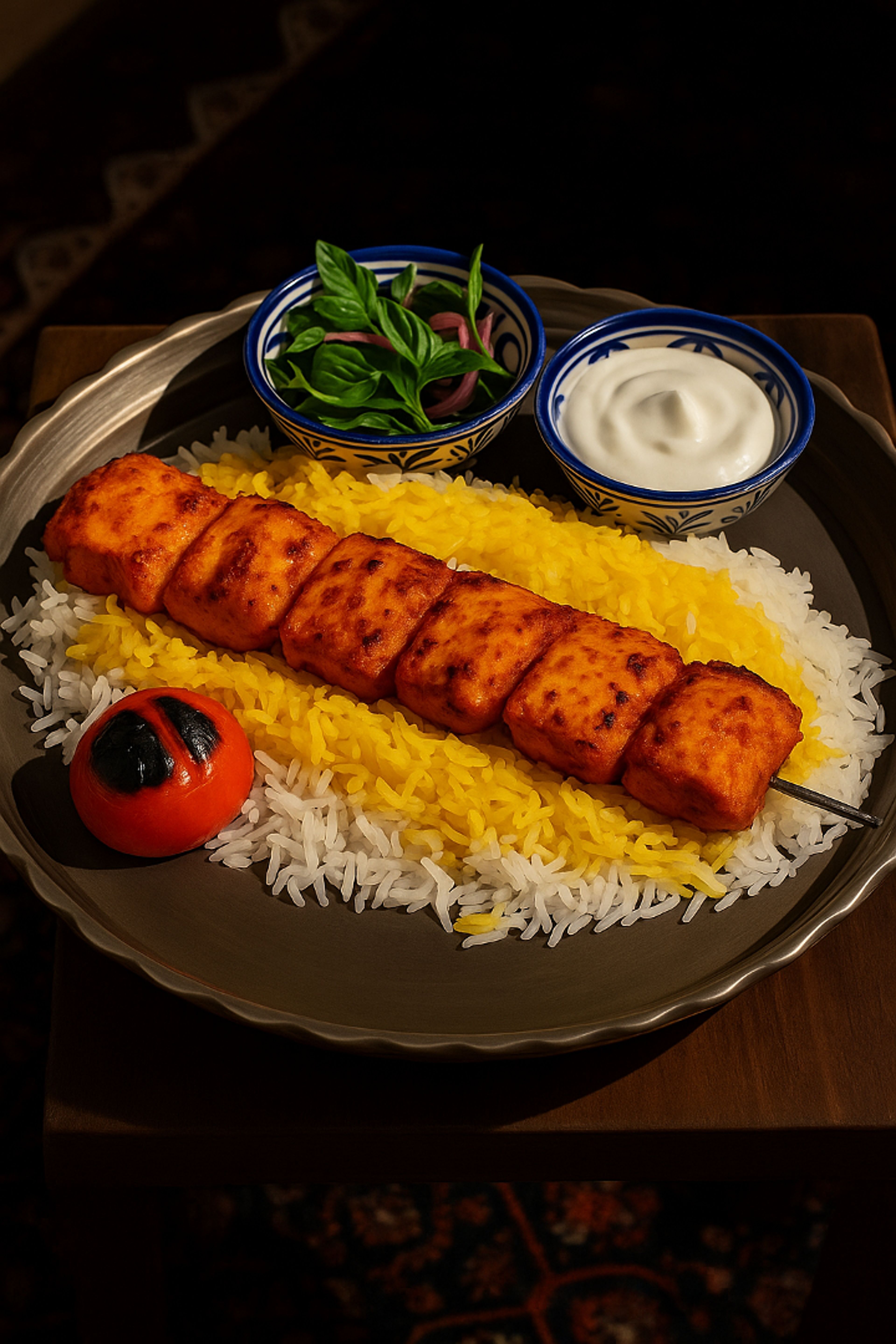 Tandoori Chicken Kabob (کباب مرغ تندوری).
