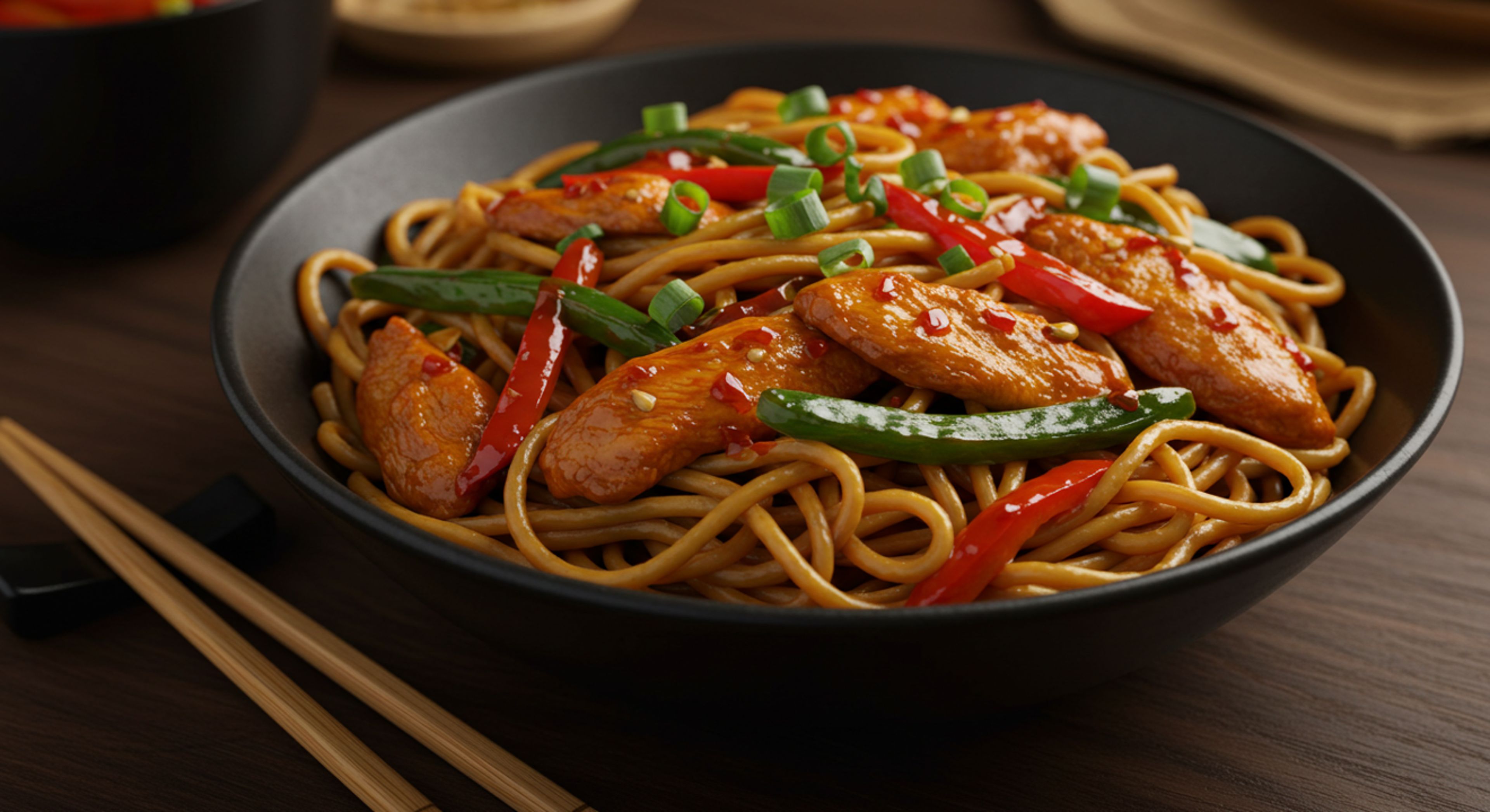 Schezwan Chicken Noodles.