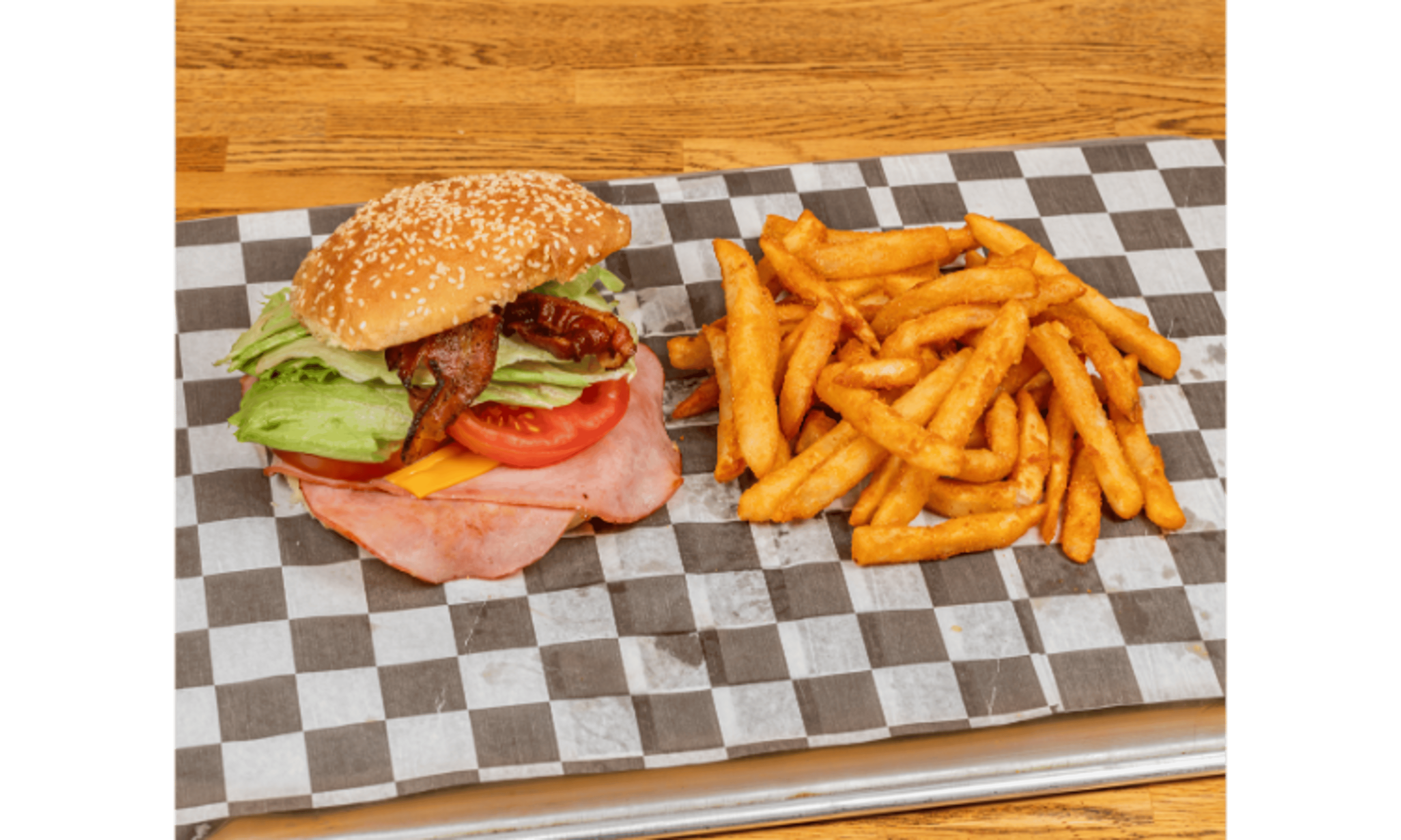 37. Hot Ham Bacon and Cheese w/ Fries.