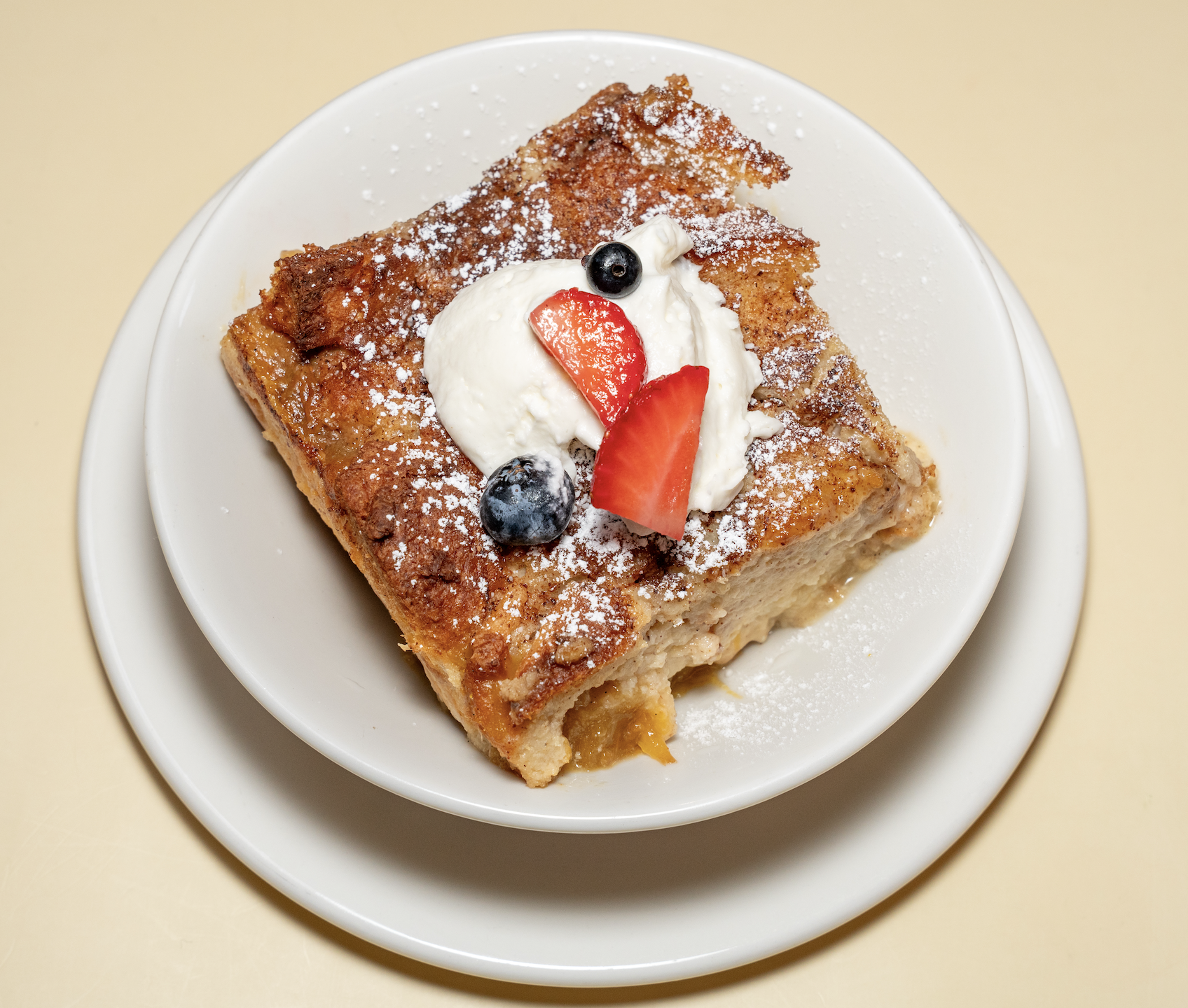 The Peach Bread Pudding.