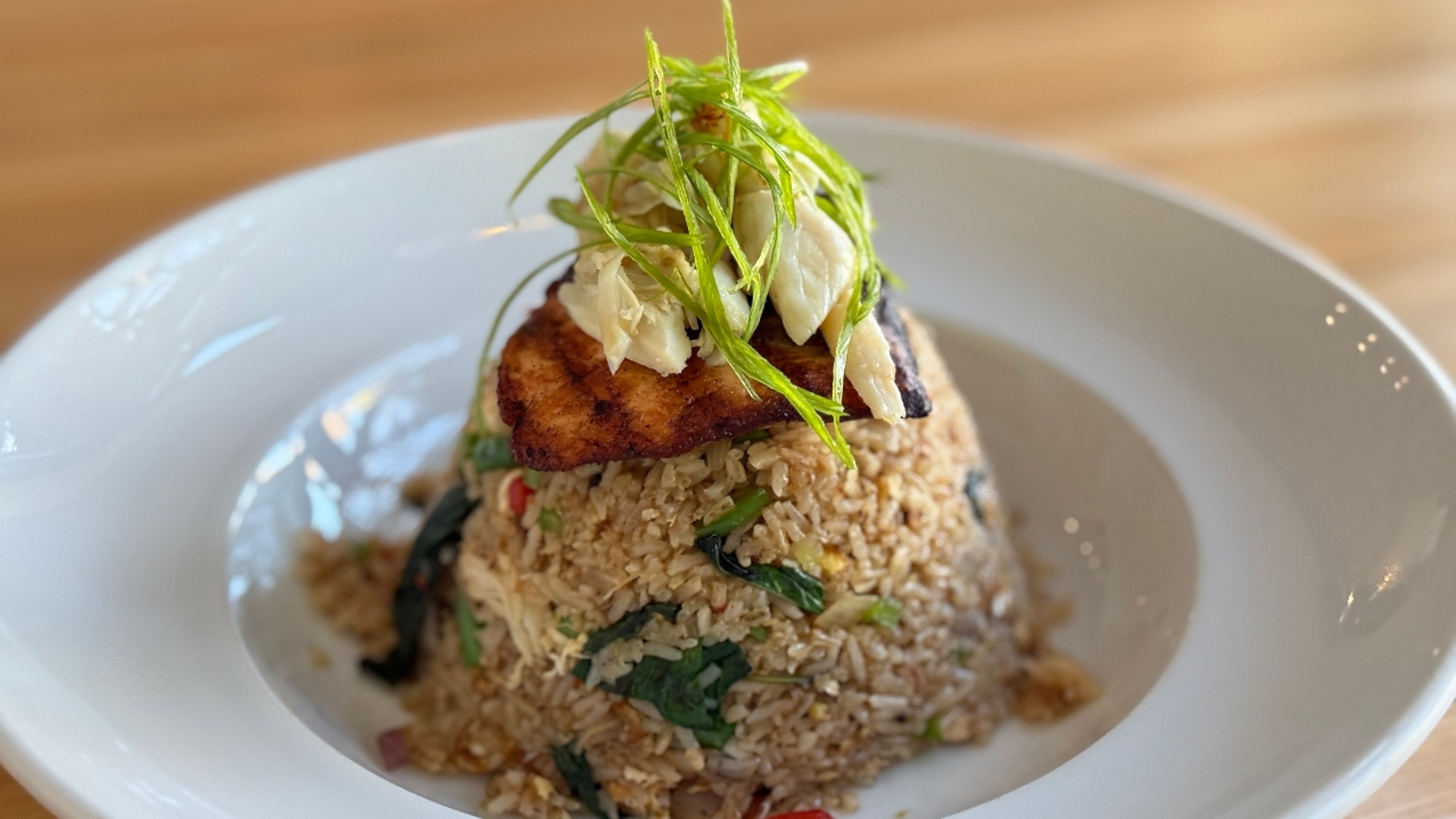 Crabmeat Fried Rice & Salmon.