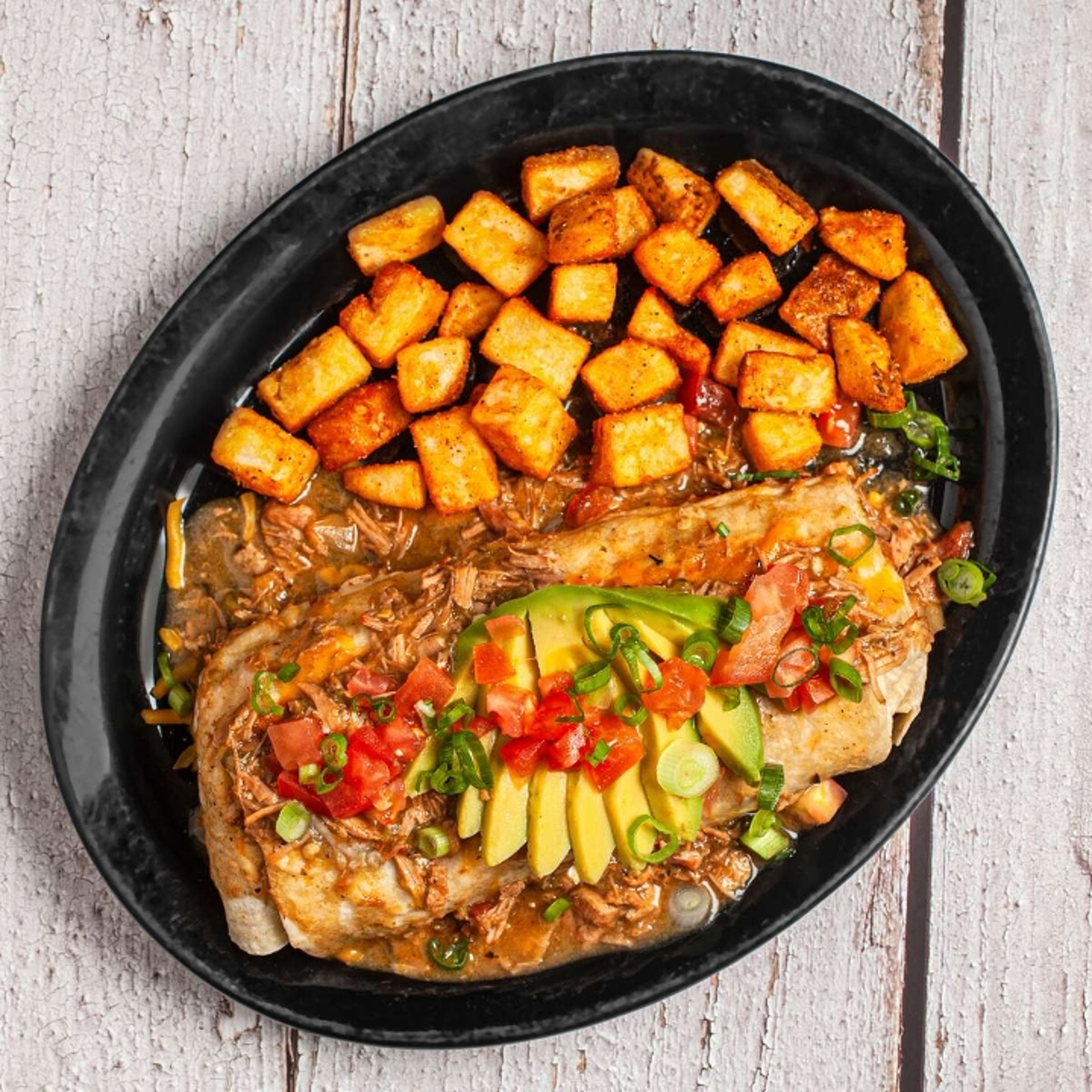 Smothered Breakfast Burrito.