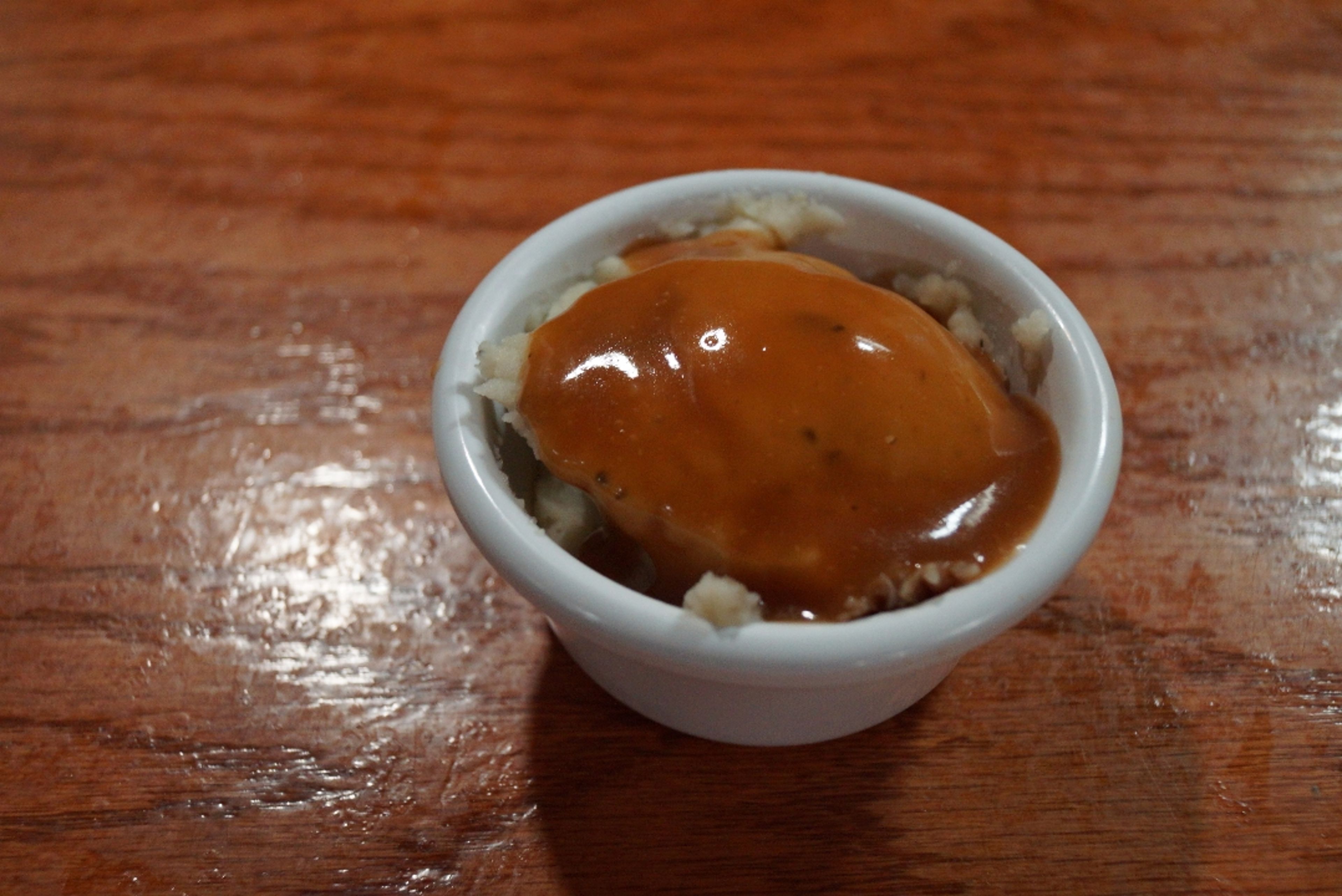 Mash Potatoes & BBQ Gravy.