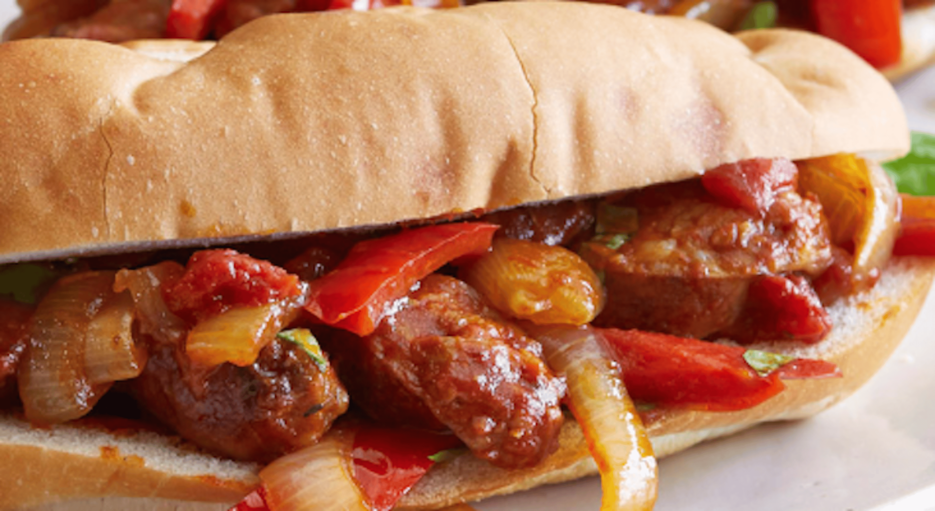 Sausage & Peppers Hot Sandwich.