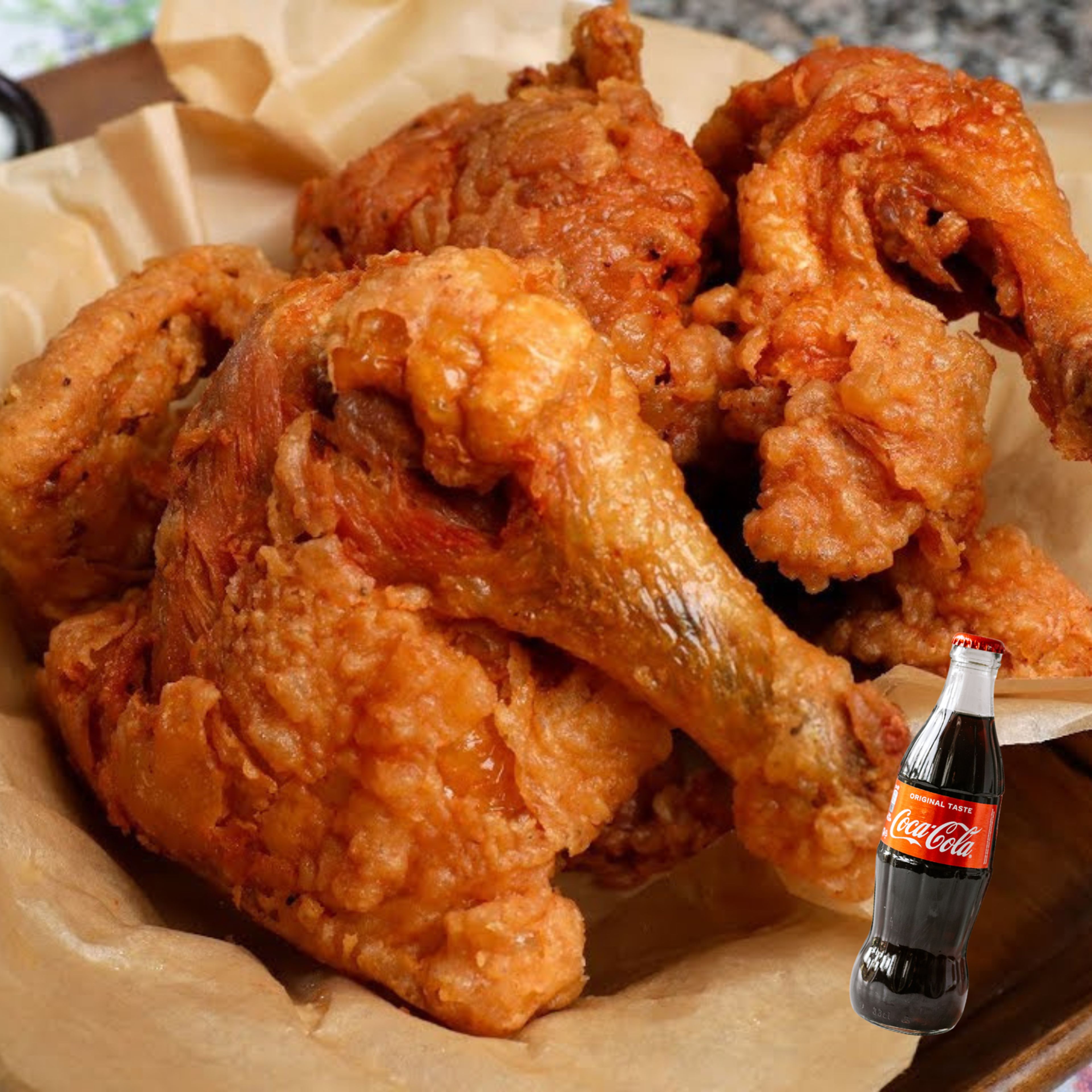 Combo: Fried Whole Chicken with Soda.