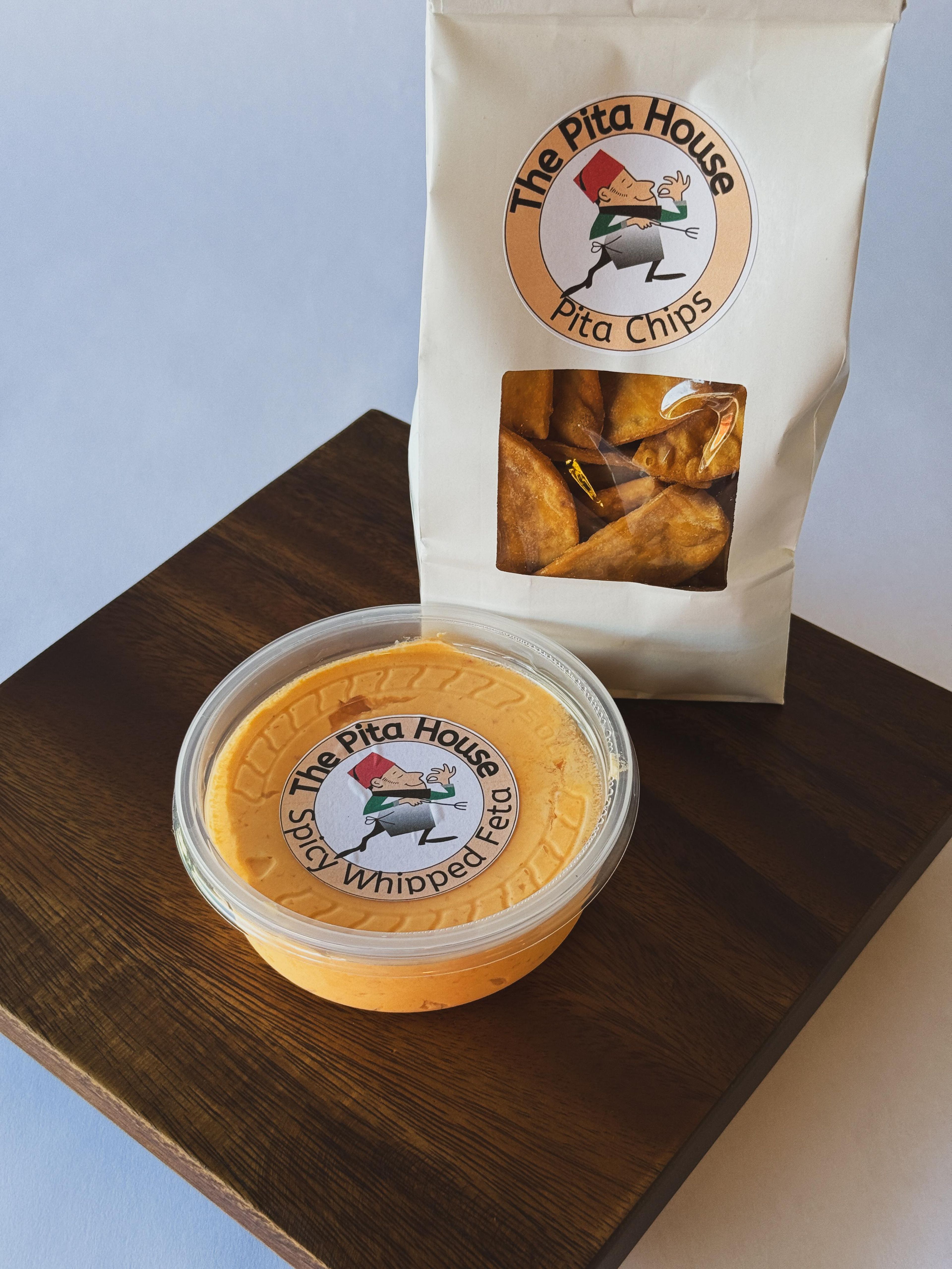 Spicy Whipped Feta with Pita Chips.