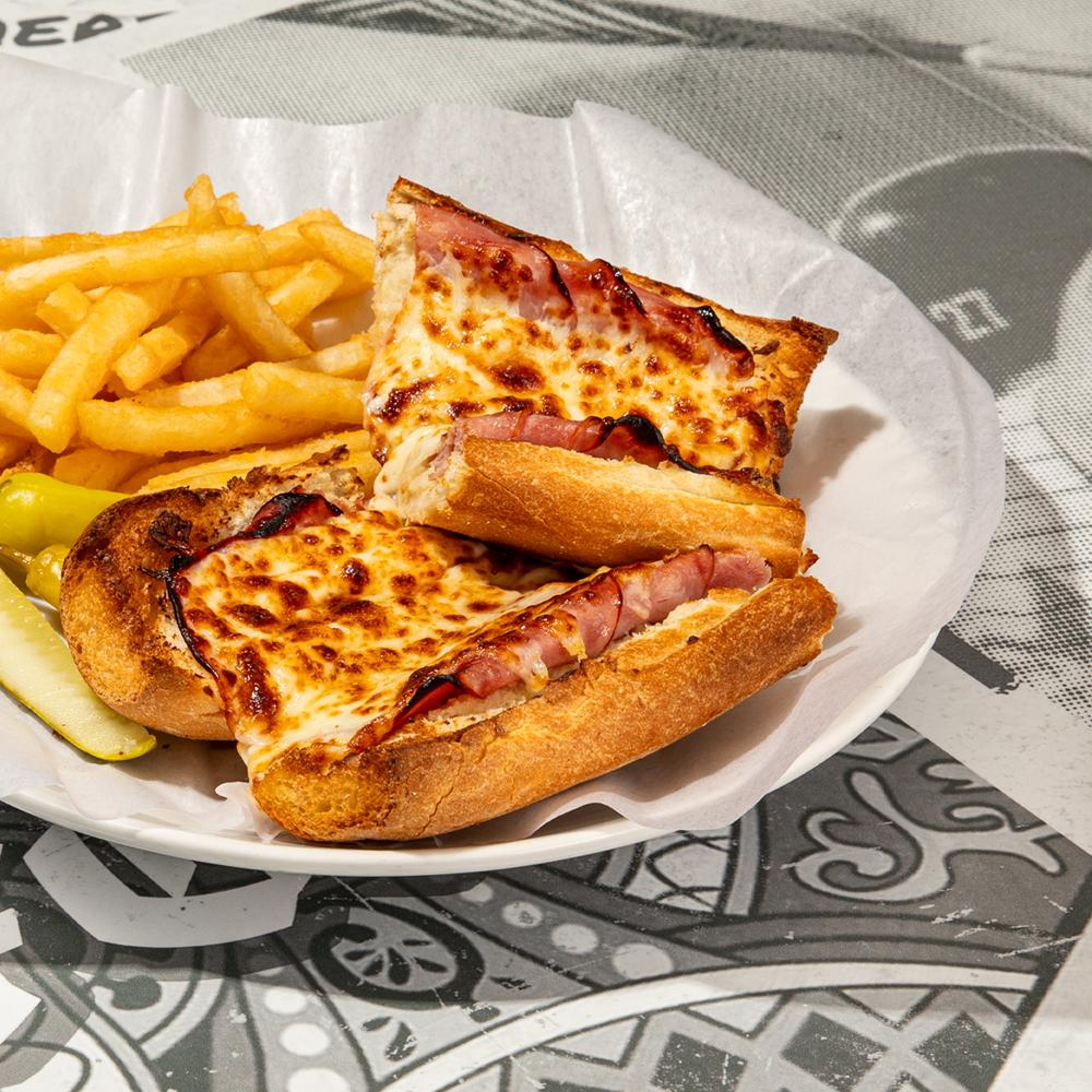 Hot Ham & Cheese Sandwich.