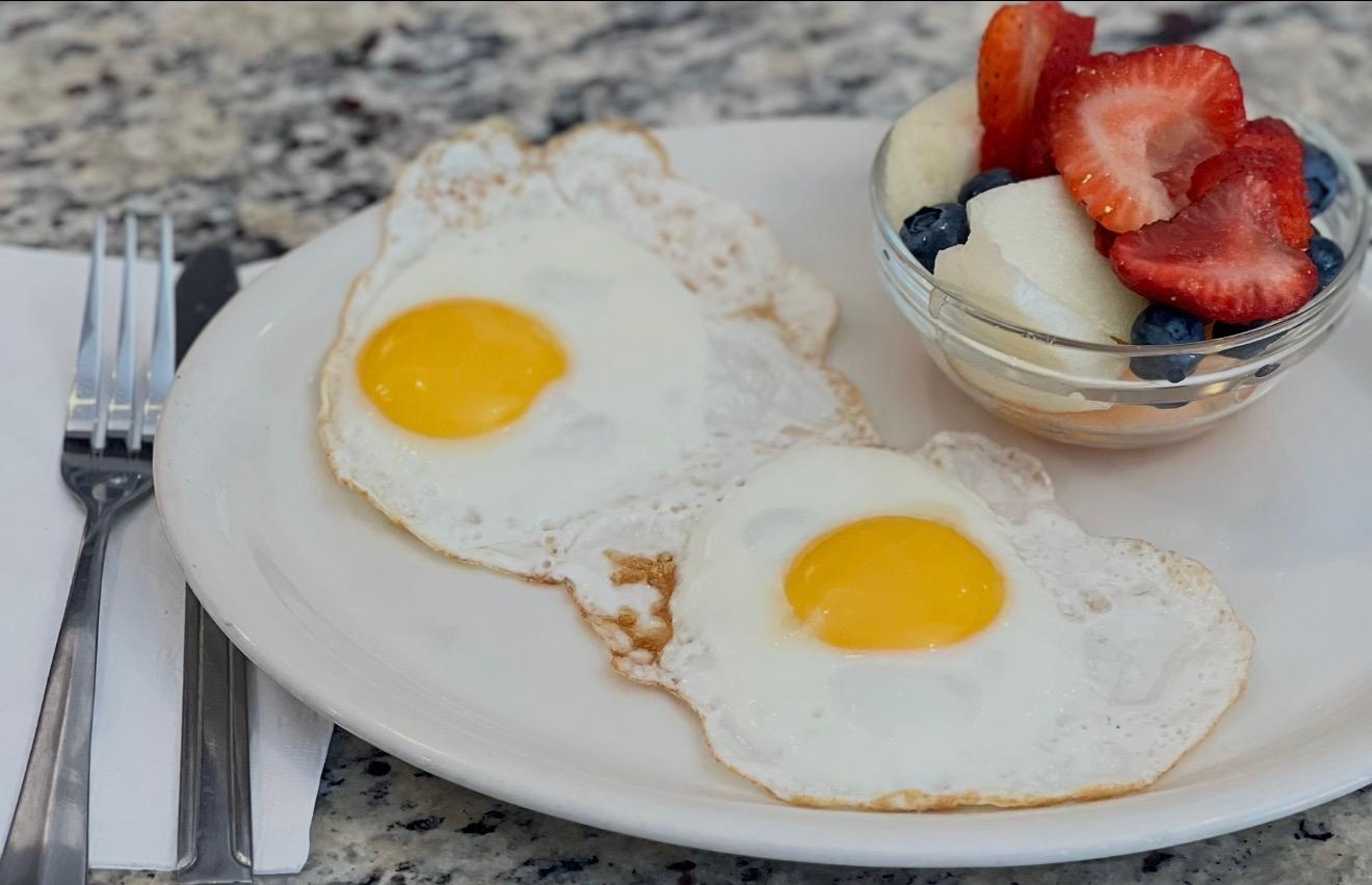 Fresh Fruit and Eggs.