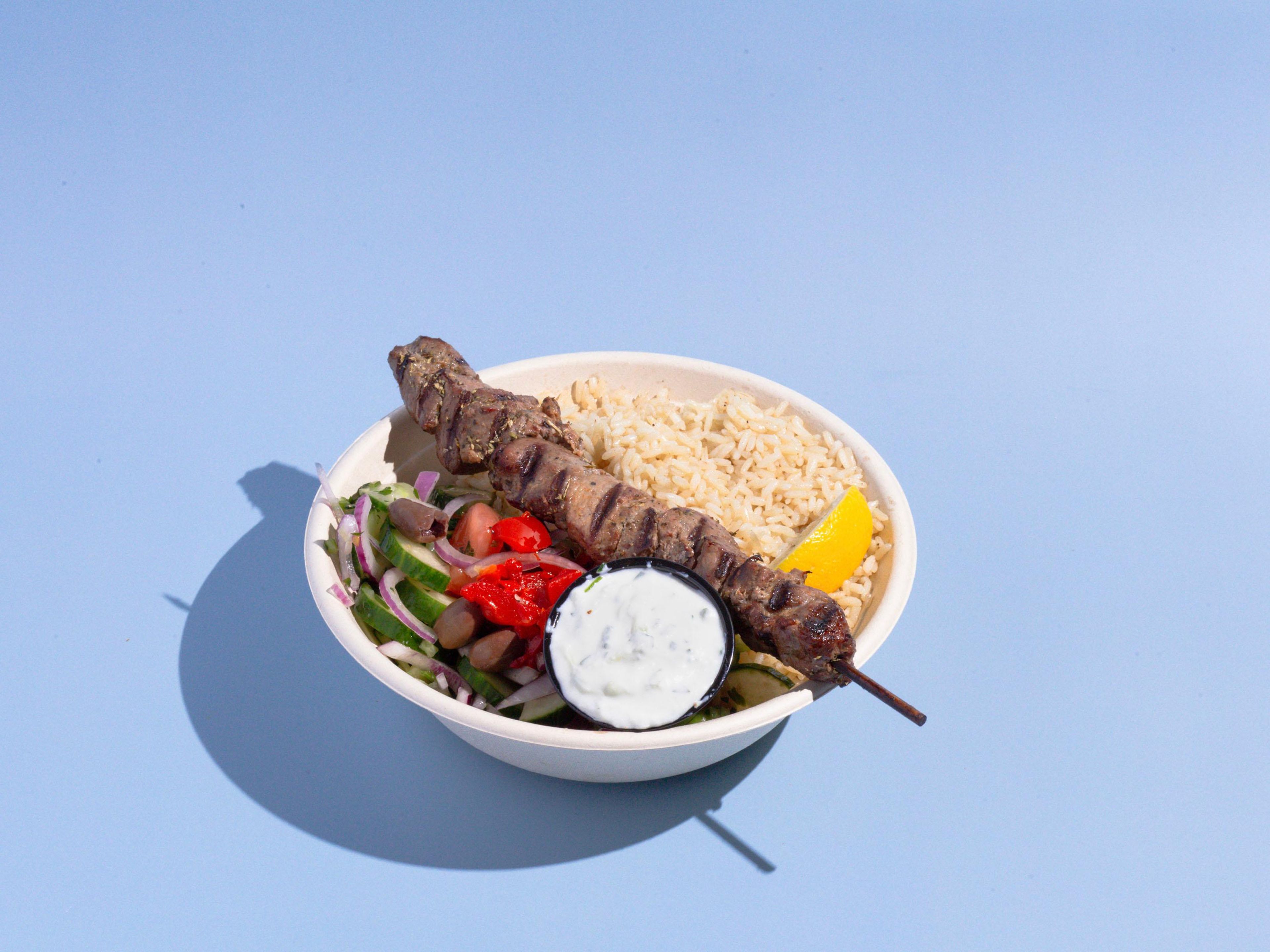 Grilled Lamb Rice Bowl.