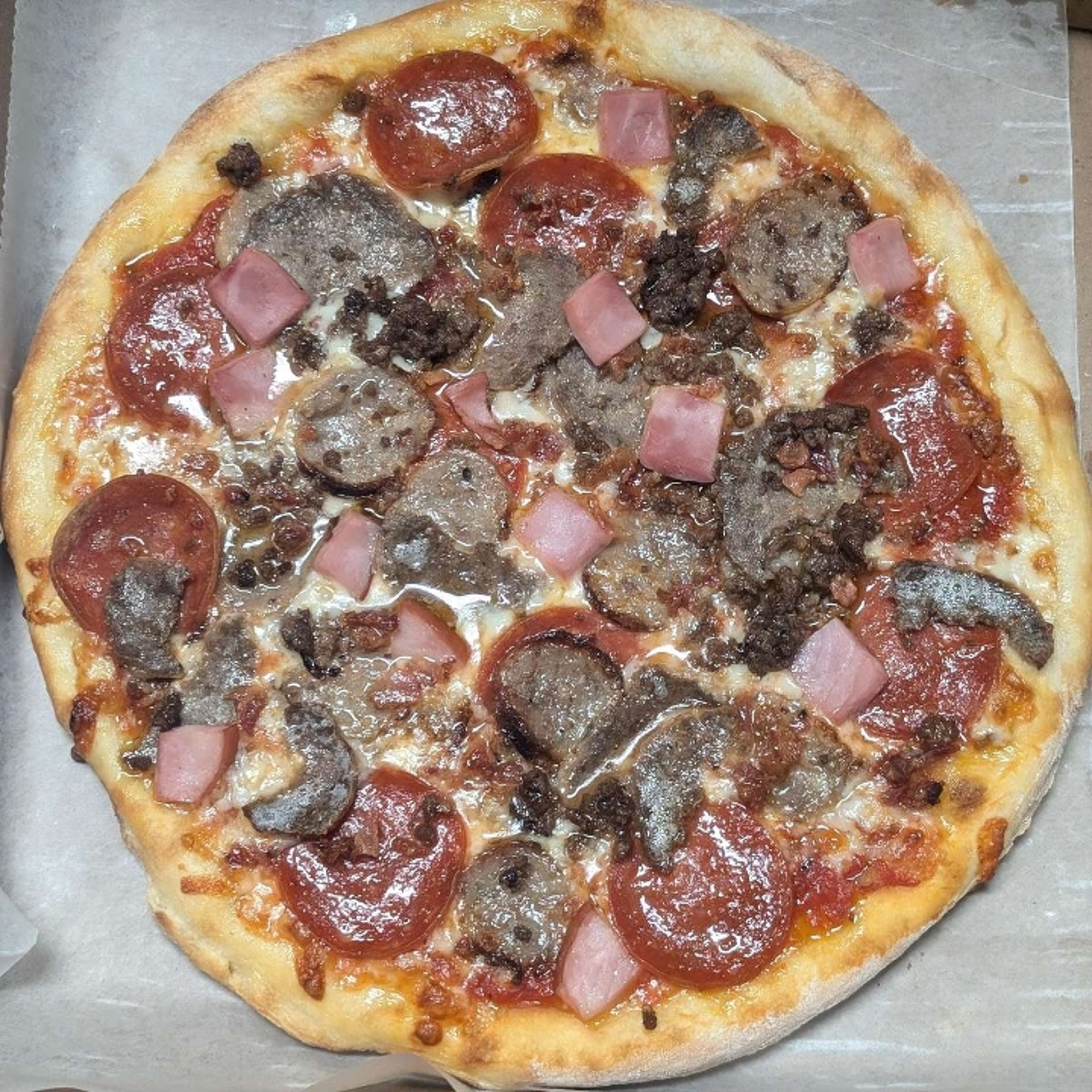 Gluten-free Meat Lovers Pizza.