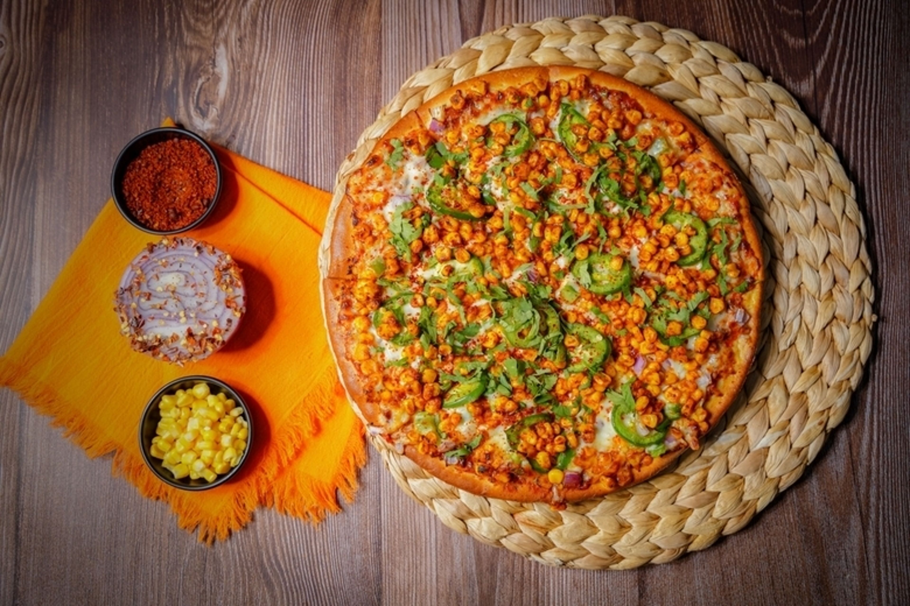 Corn Achari Pizza.