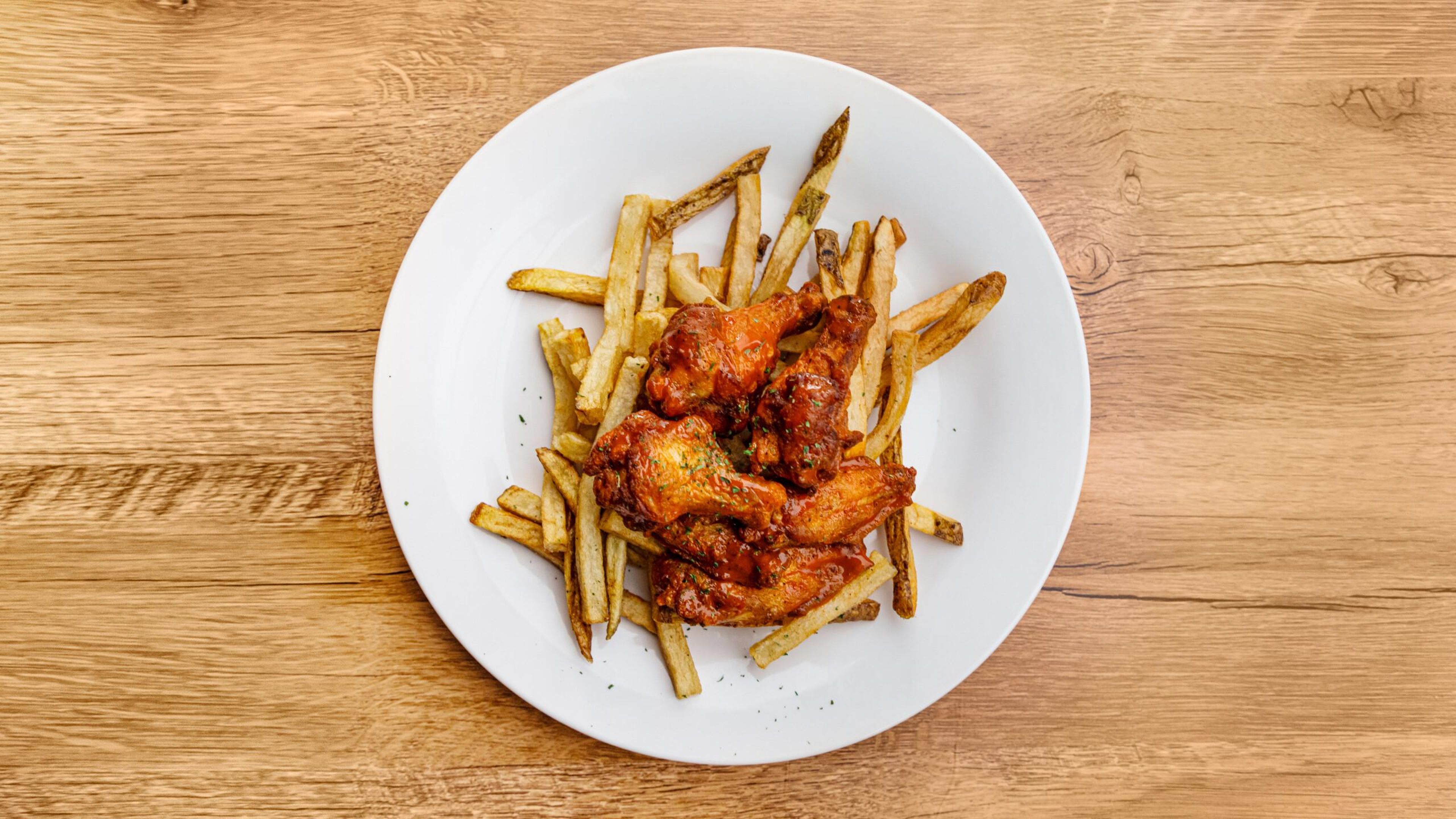 Chicken Wings & Fries.