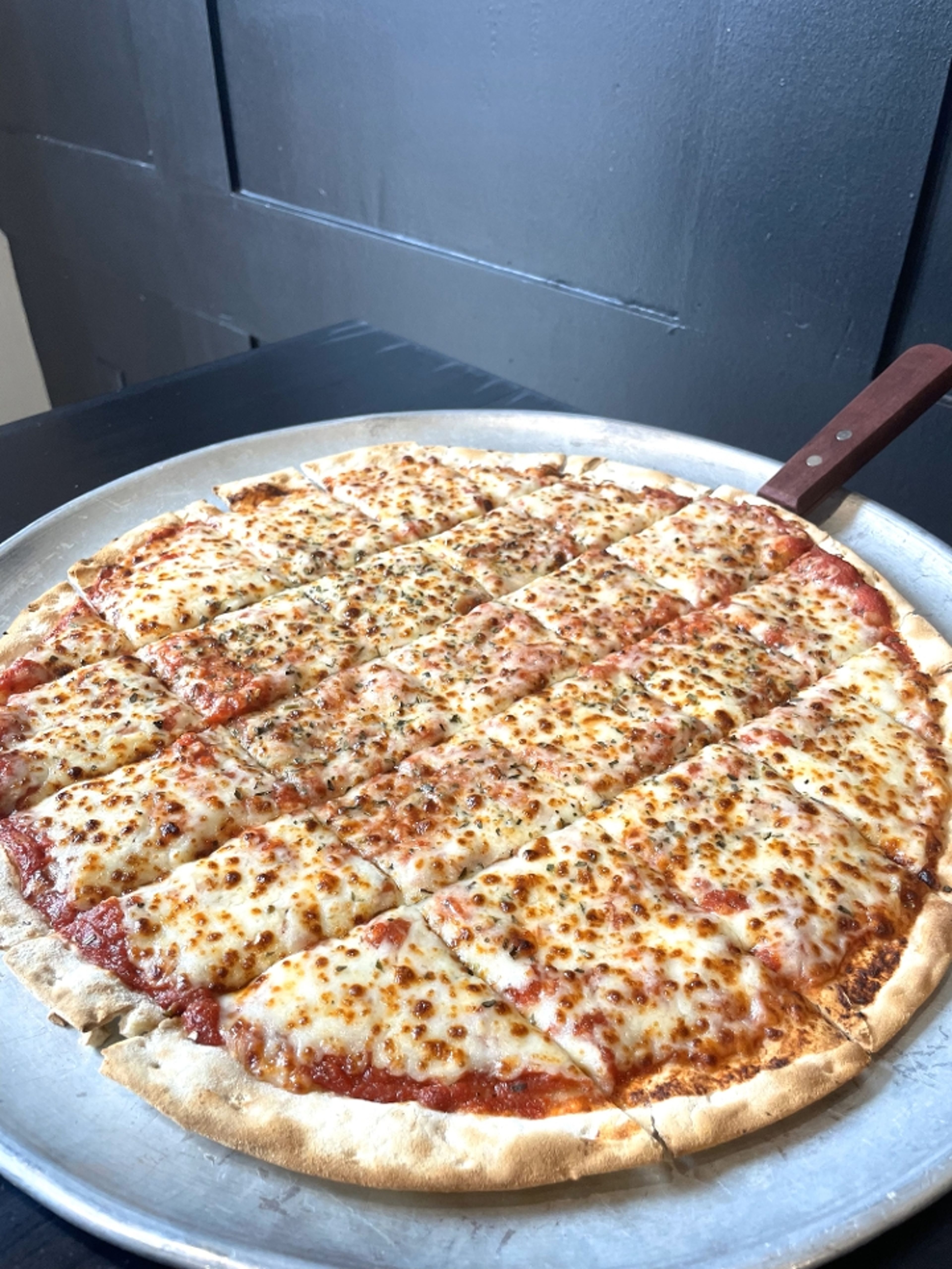 Large Thin Cheese Pizza.