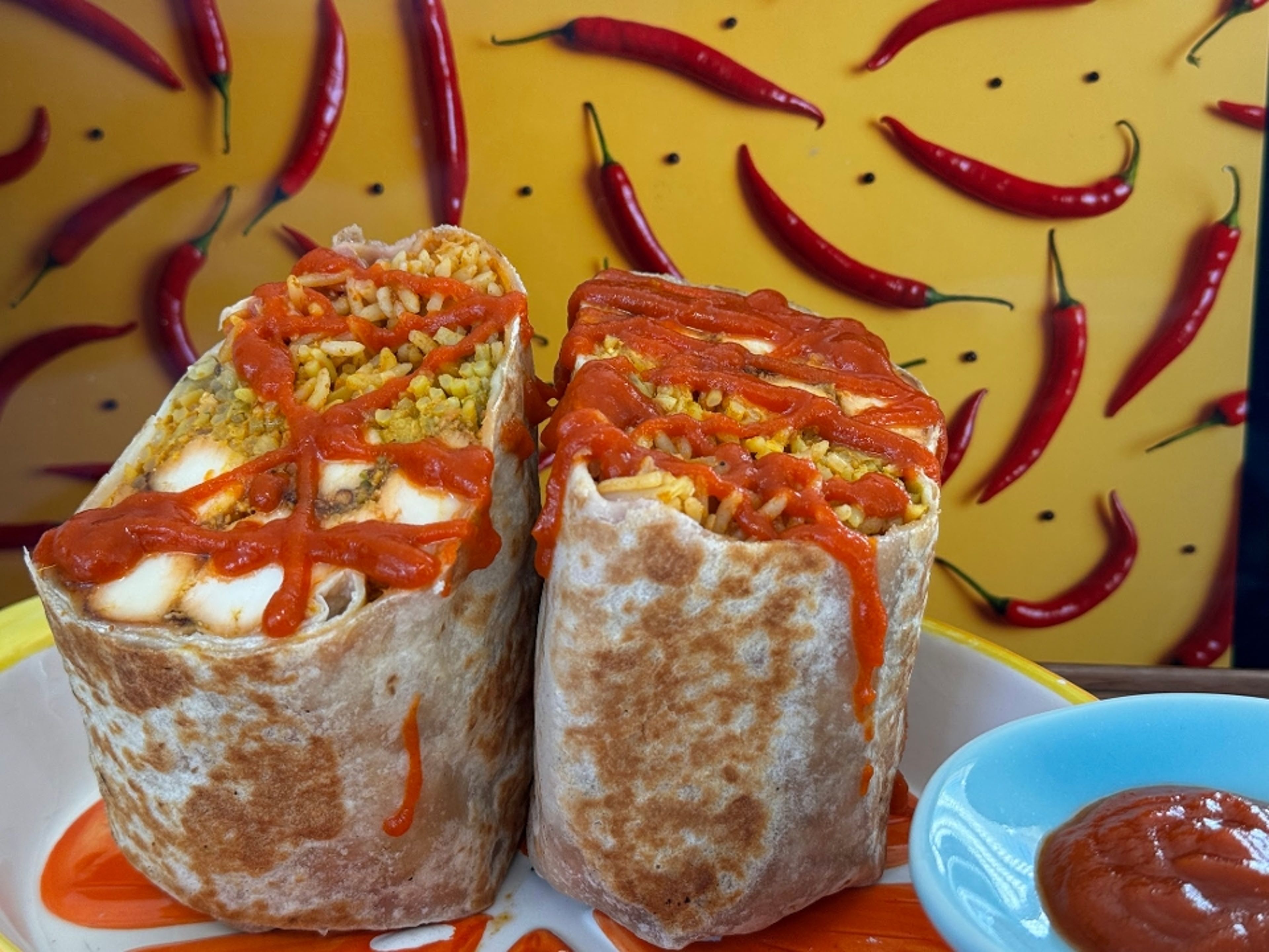 Breakfast Masala Egg burrito.