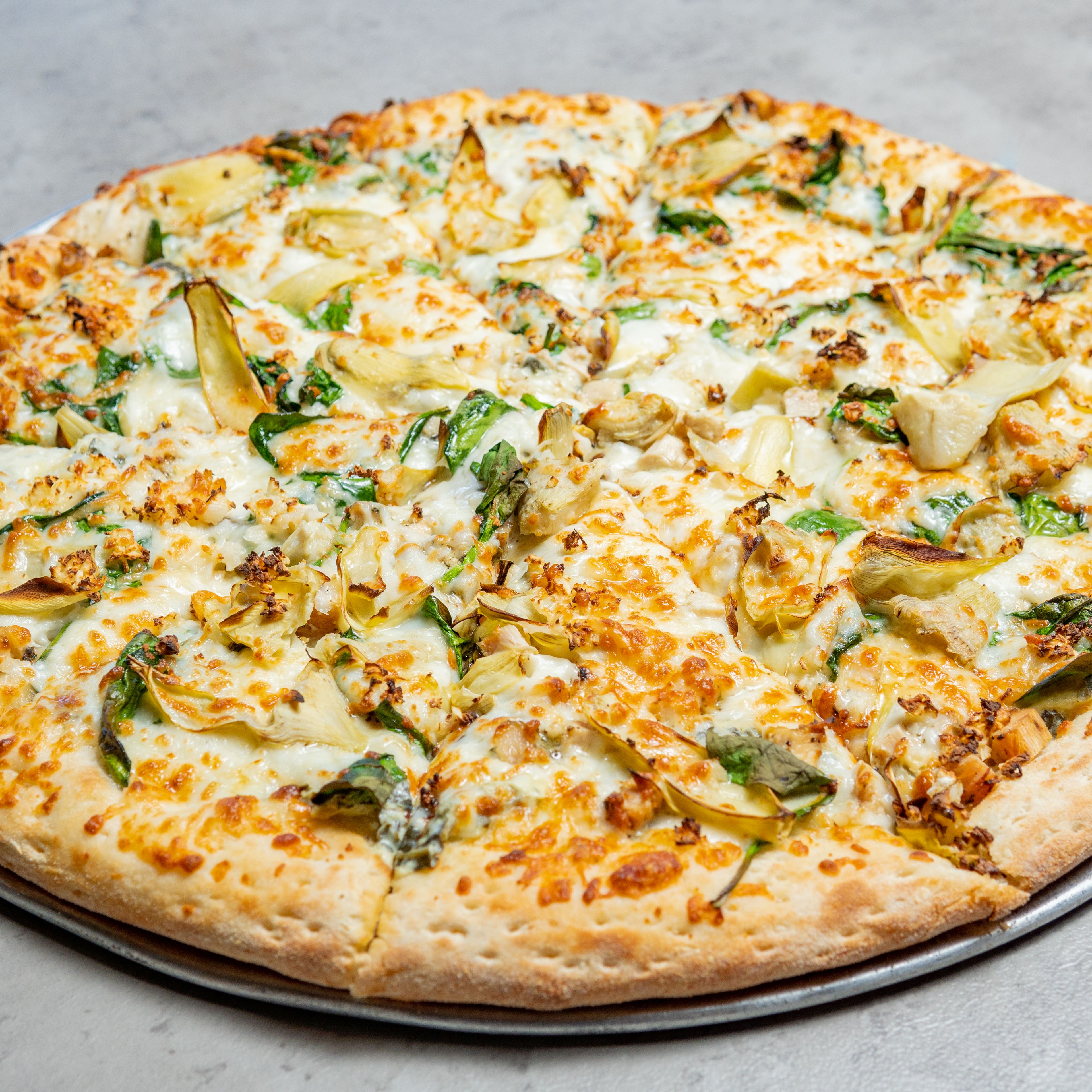 PIZZA-ROASTED ARTICHOKE & SPINACH 12".