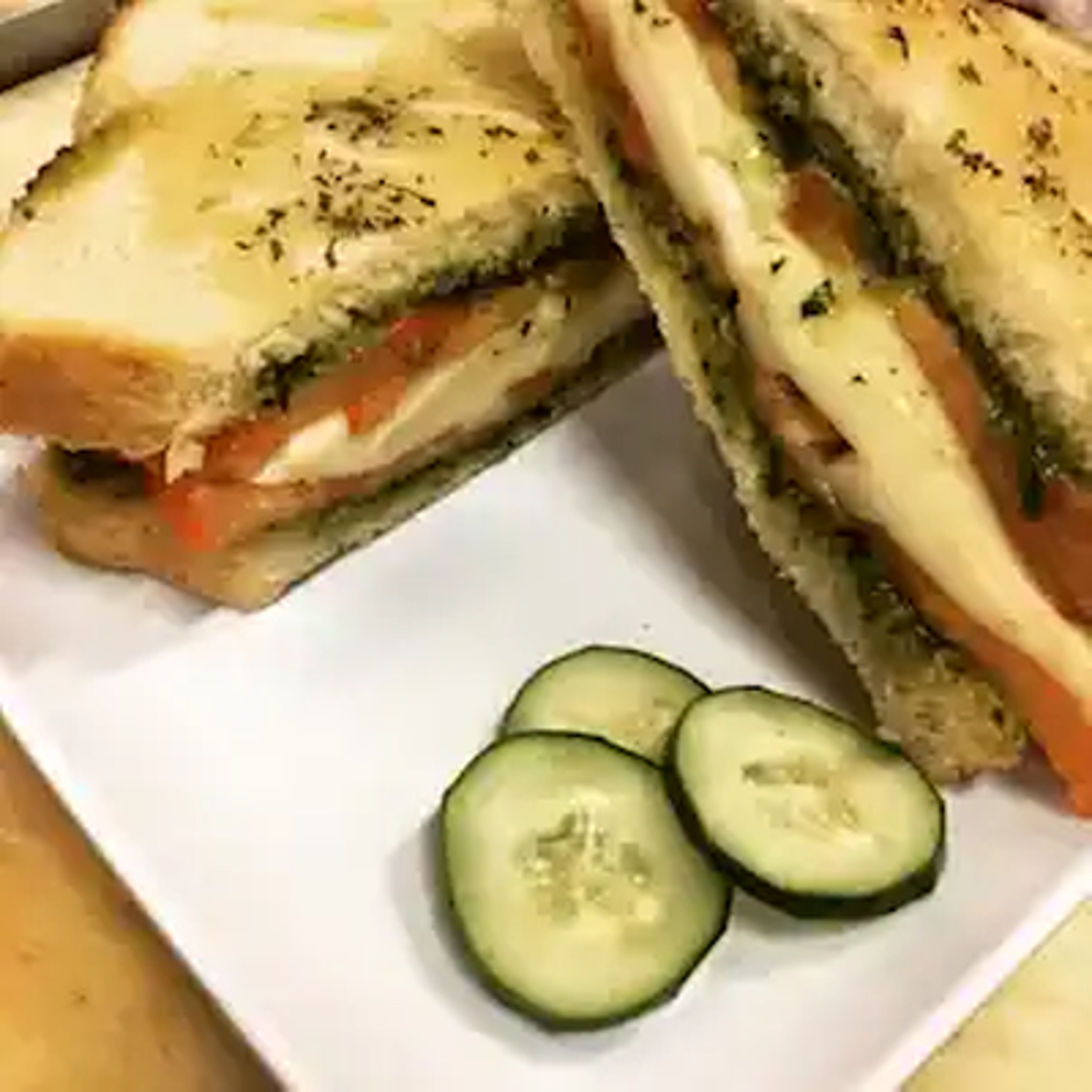 Tomato Pesto Melt Sandwich.